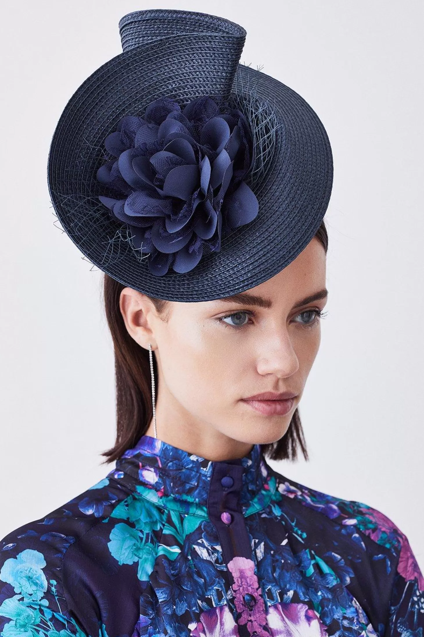 Karen Millen Asymmetric Flower & Feather Fascinator