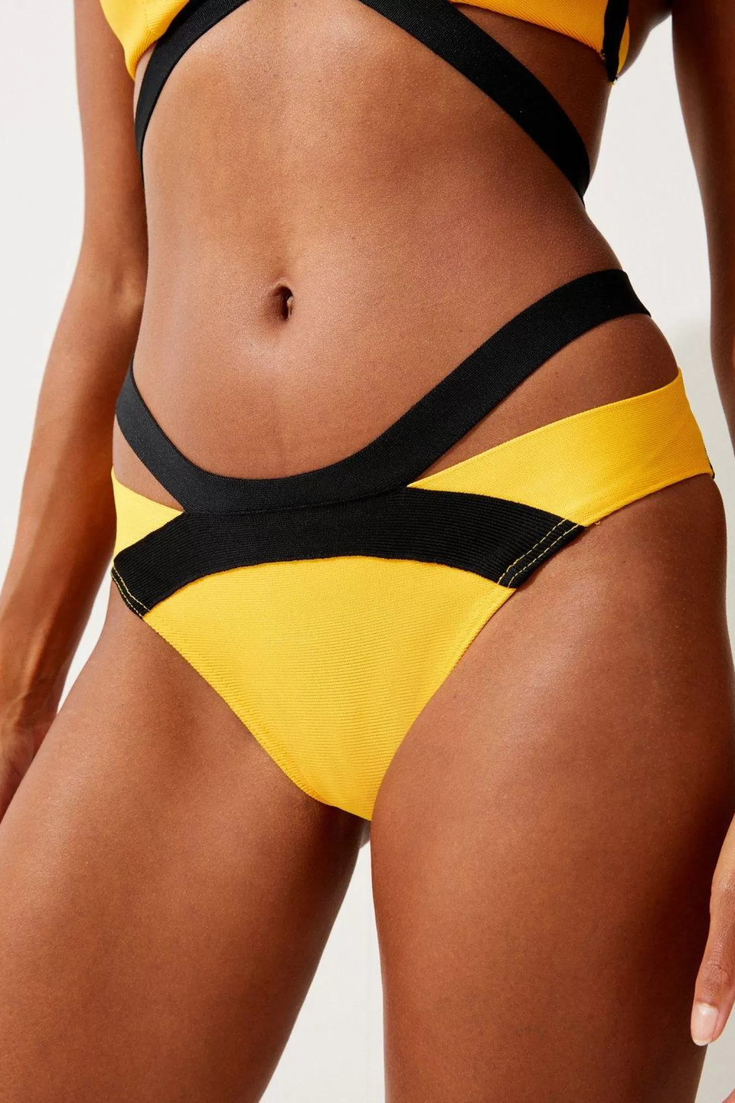 Karen Millen Bandage Color Block Strappy Bikini Bottoms