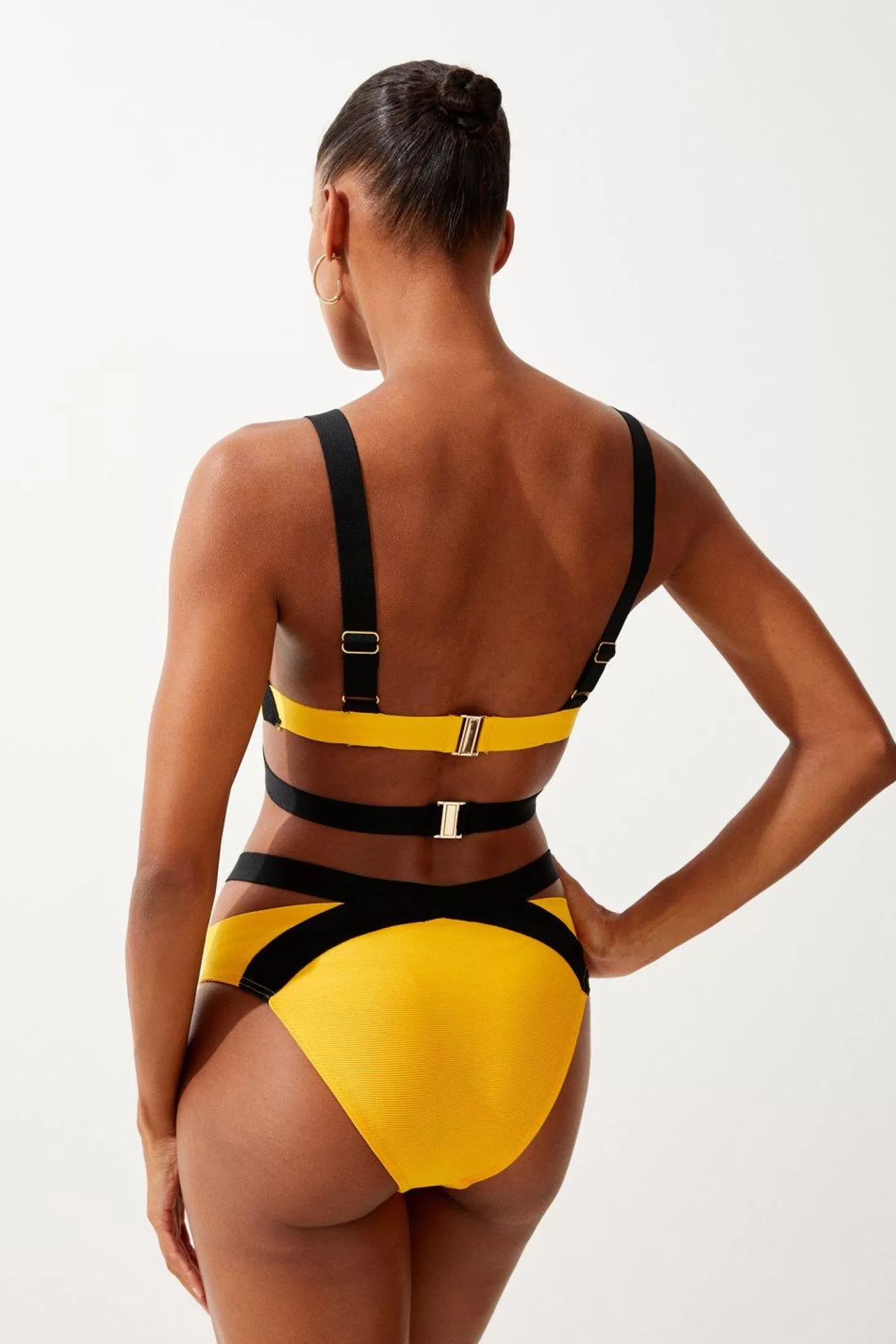Karen Millen Bandage Color Block Strappy Bikini Bottoms