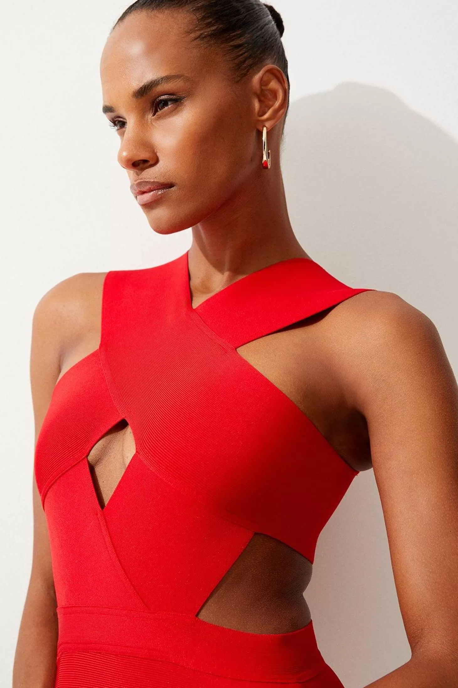 Karen Millen Bandage Cross Front Cut Out Swimsuit