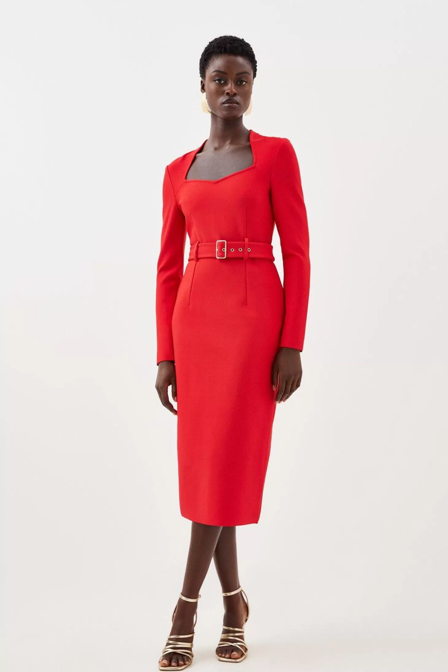 Karen Millen Bandage Figure Form Knit Belted Midi Dress