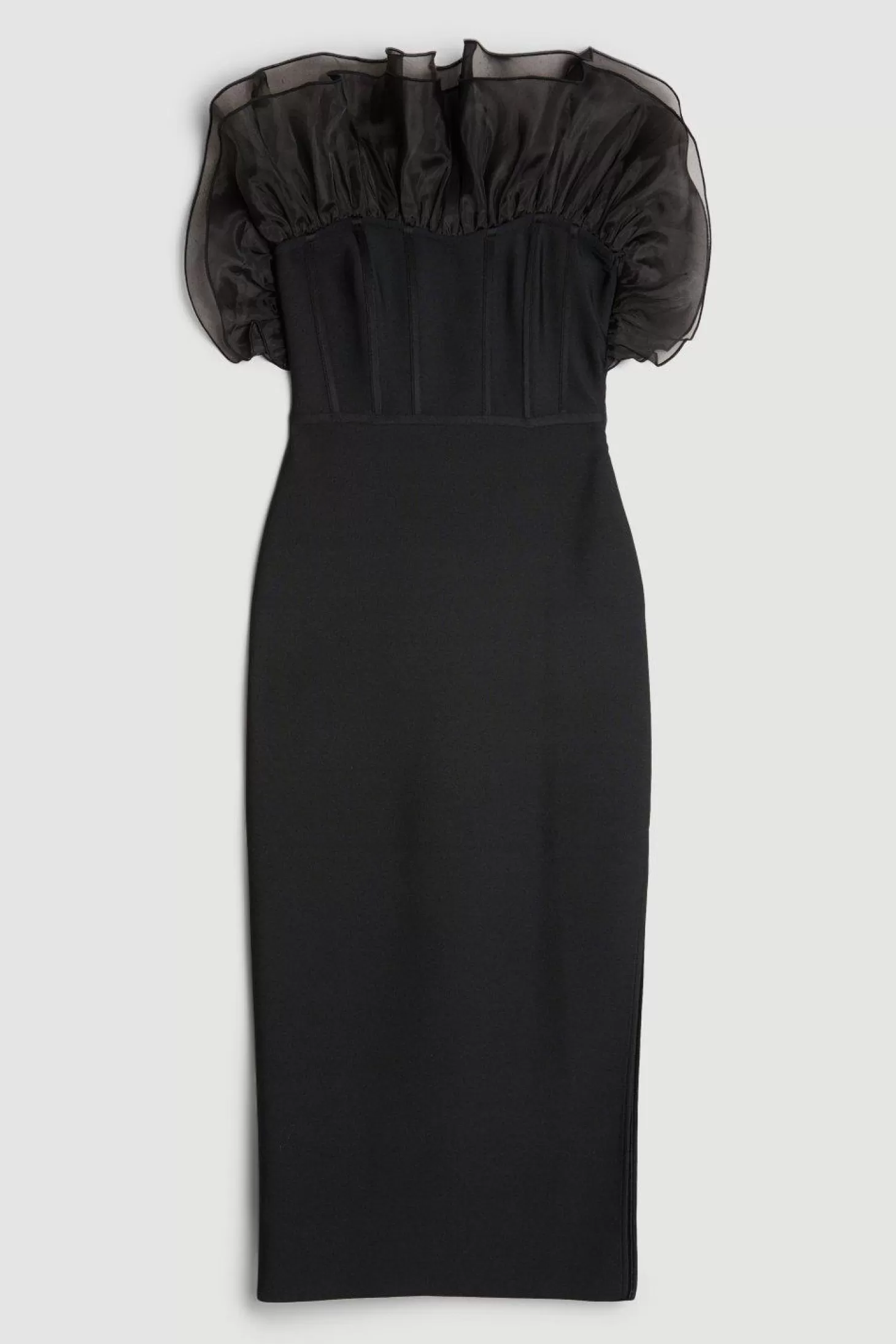 Karen Millen Bandage Figure Form Organza Frill Knit Midaxi Dress