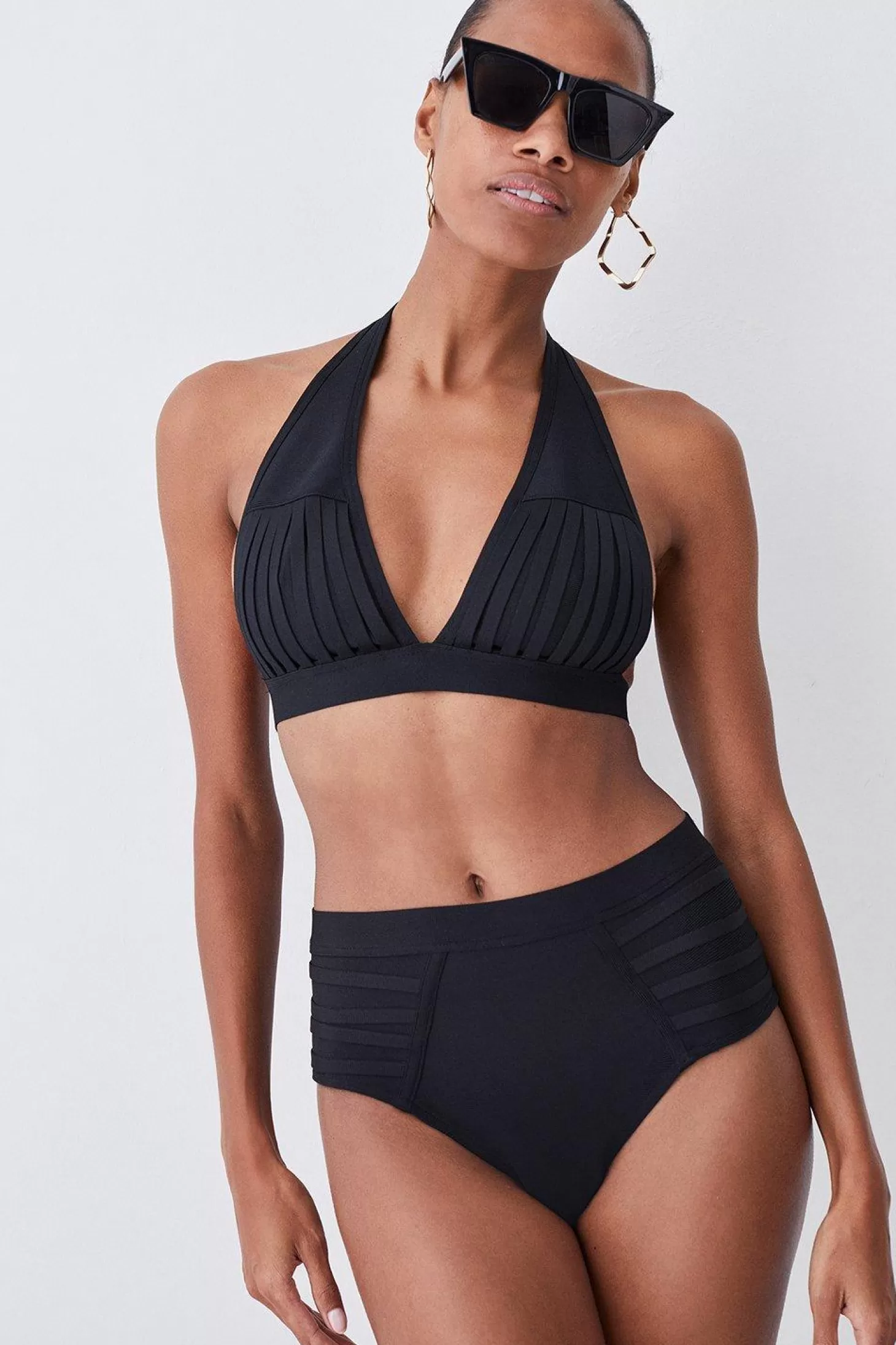 Karen Millen Bandage Sheer Stripe Bikini Bottoms