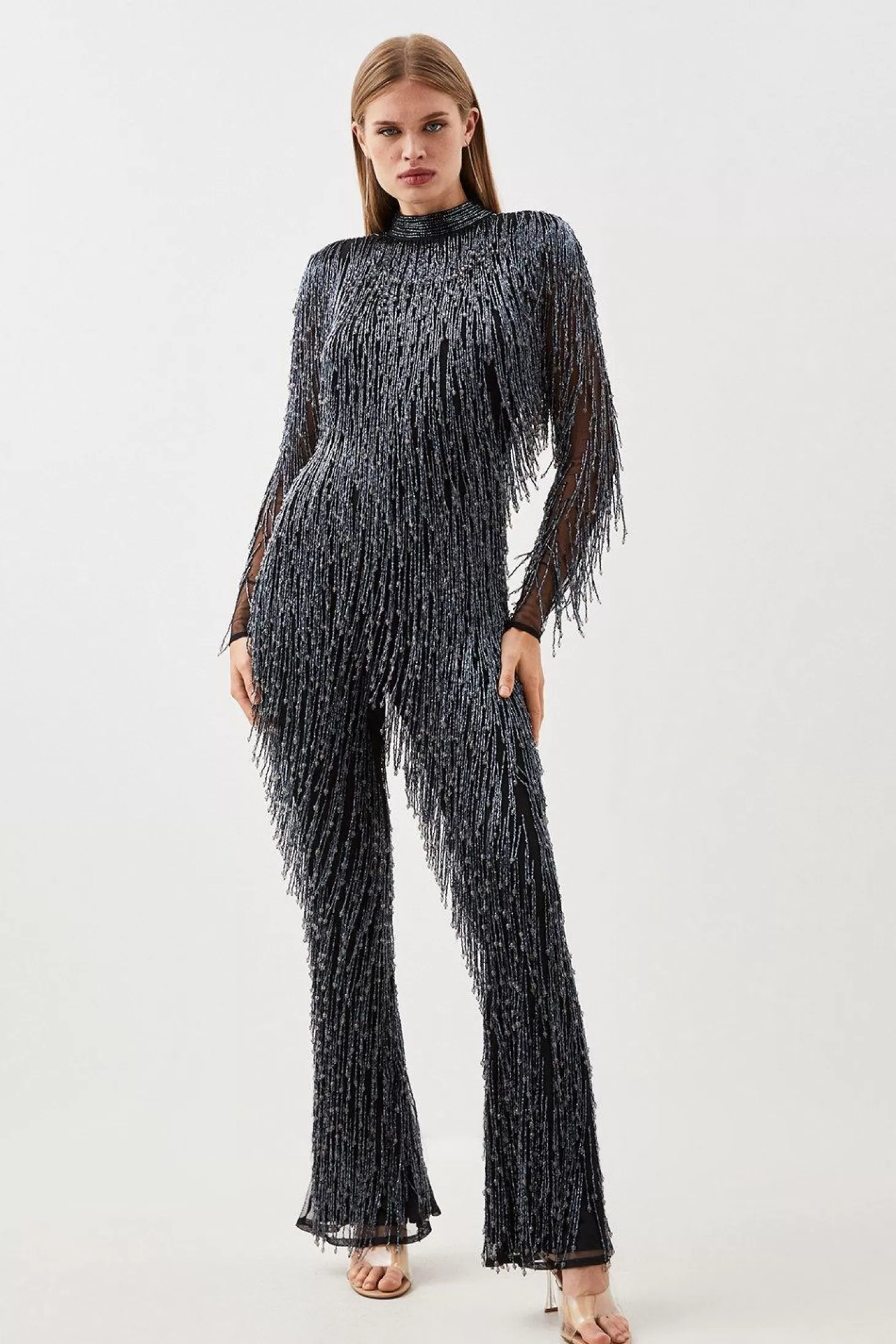 Karen Millen Beaded Fringed And Embellished Jumpsuit