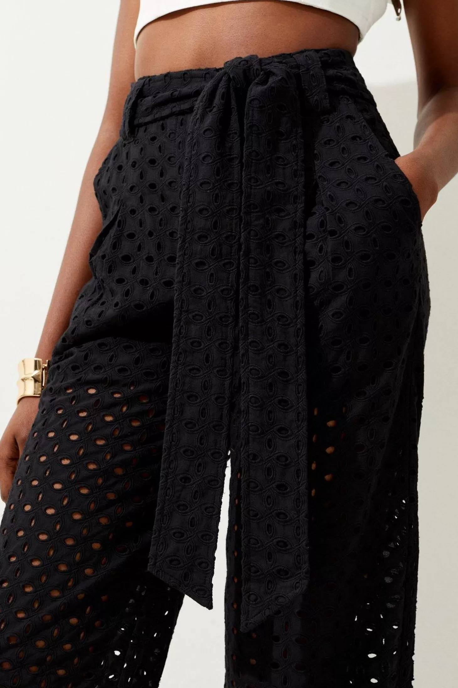 Karen Millen Belted Eyelet Woven Pants