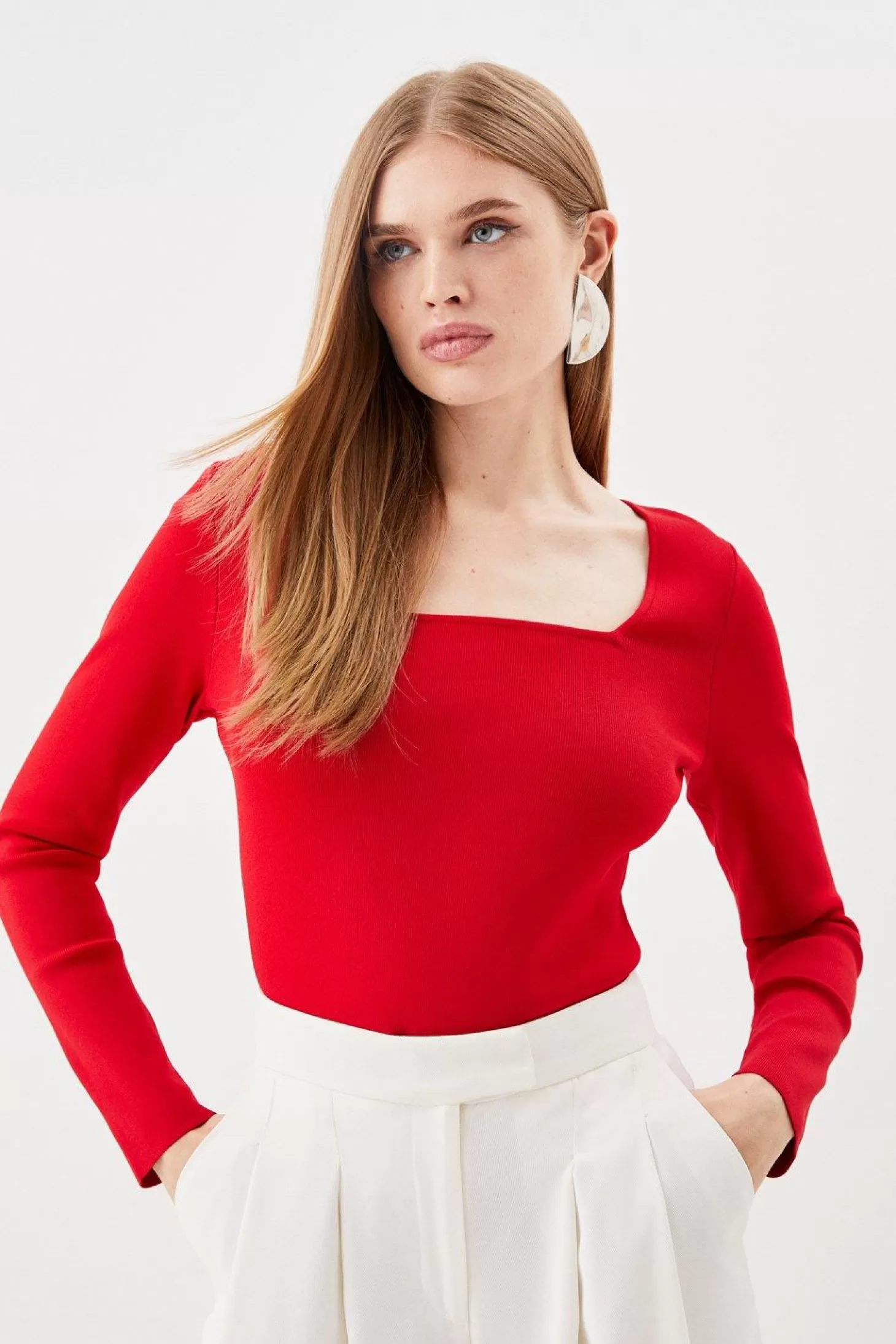 Karen Millen Body Contouring Square Neck Knit Top