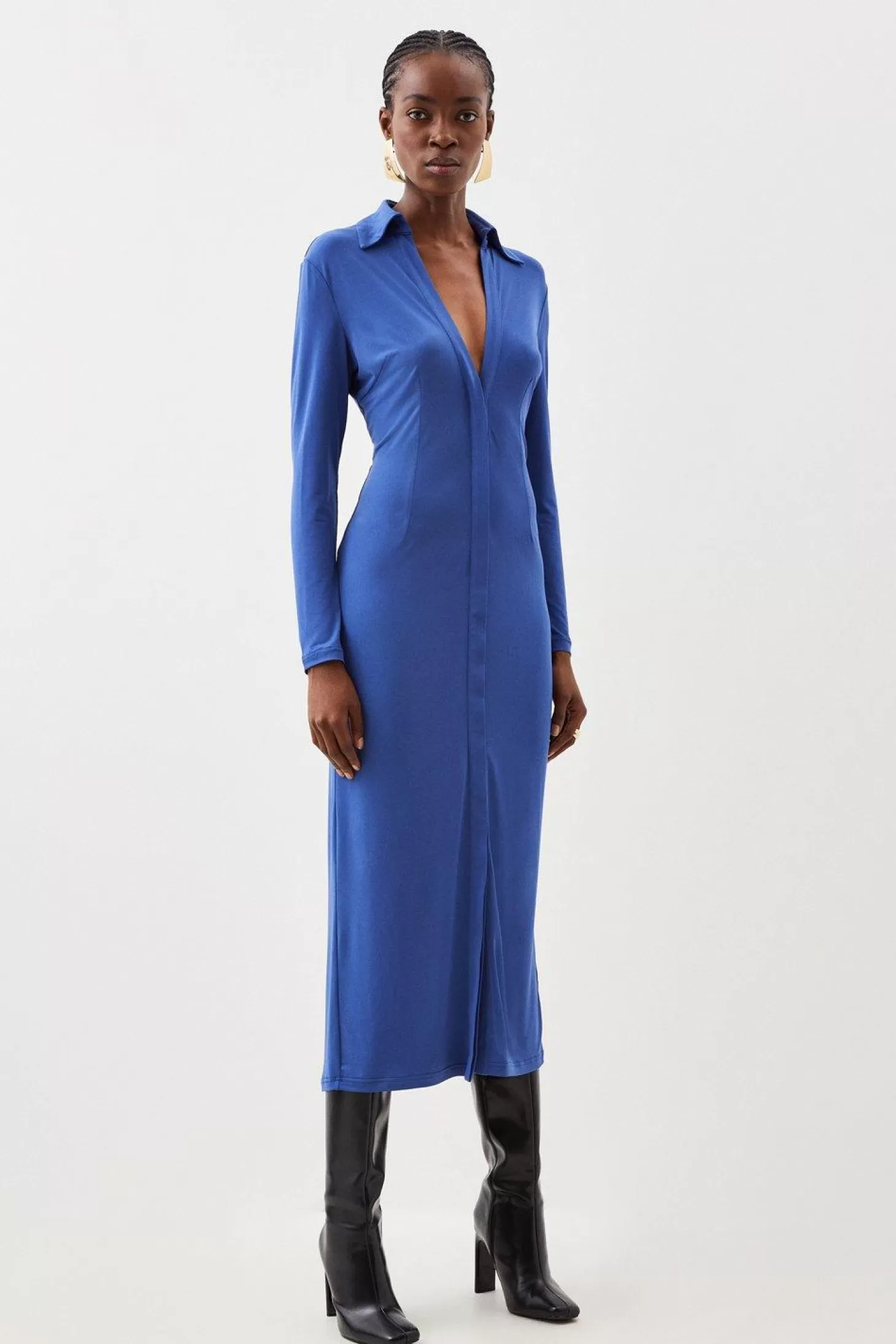 Karen Millen Bonded Crepe Maxi Dress