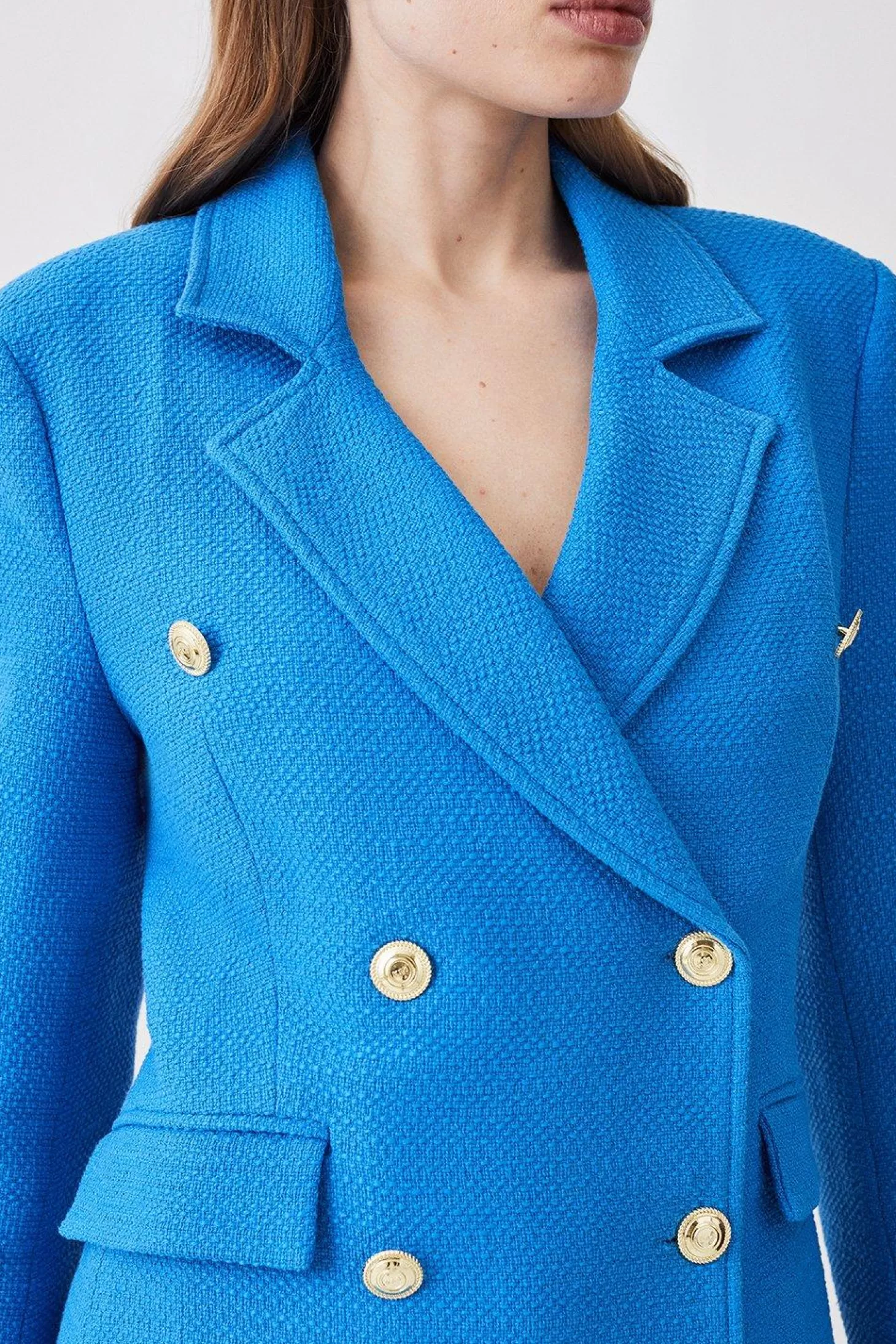 Karen Millen Boucle Double Breasted Fitted Blazer