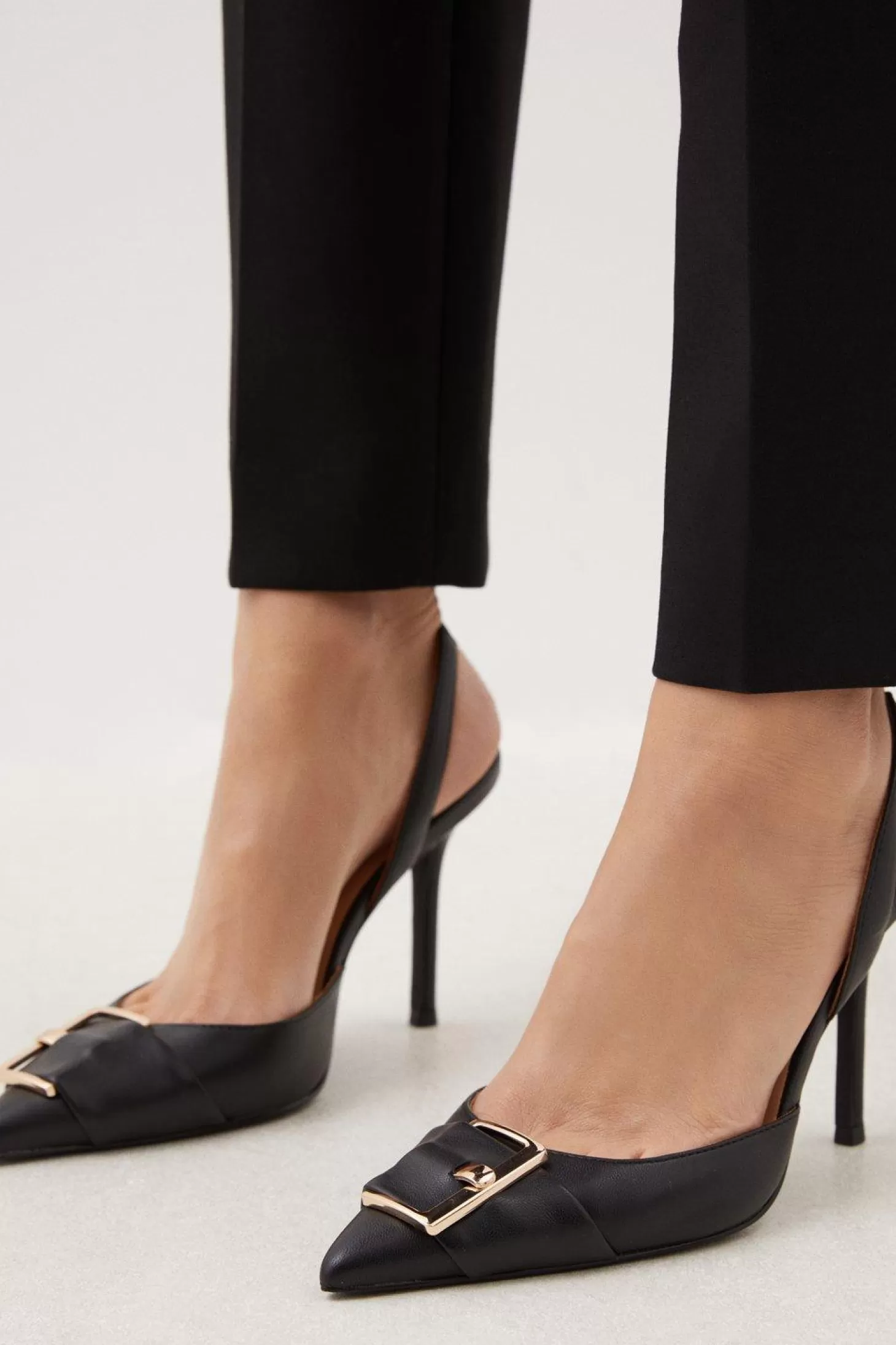 Karen Millen Buckle Detail Leather Sling Back Heels