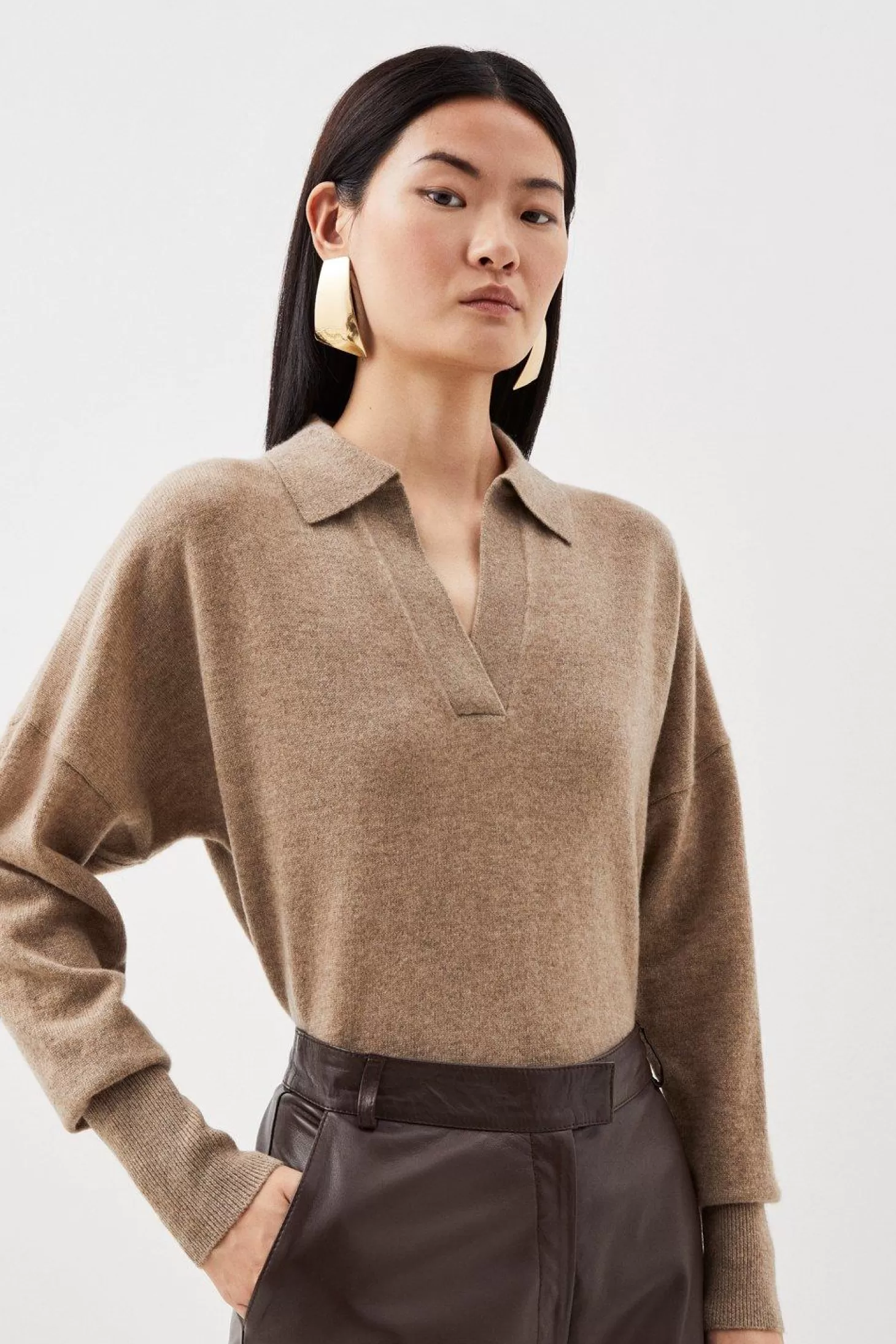 Karen Millen Cashmere Collared Knit Sweater