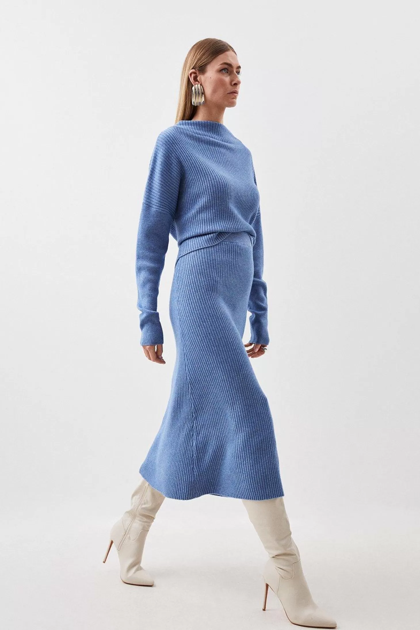 Karen Millen Cashmere Wool Knit Skirt Co-ord