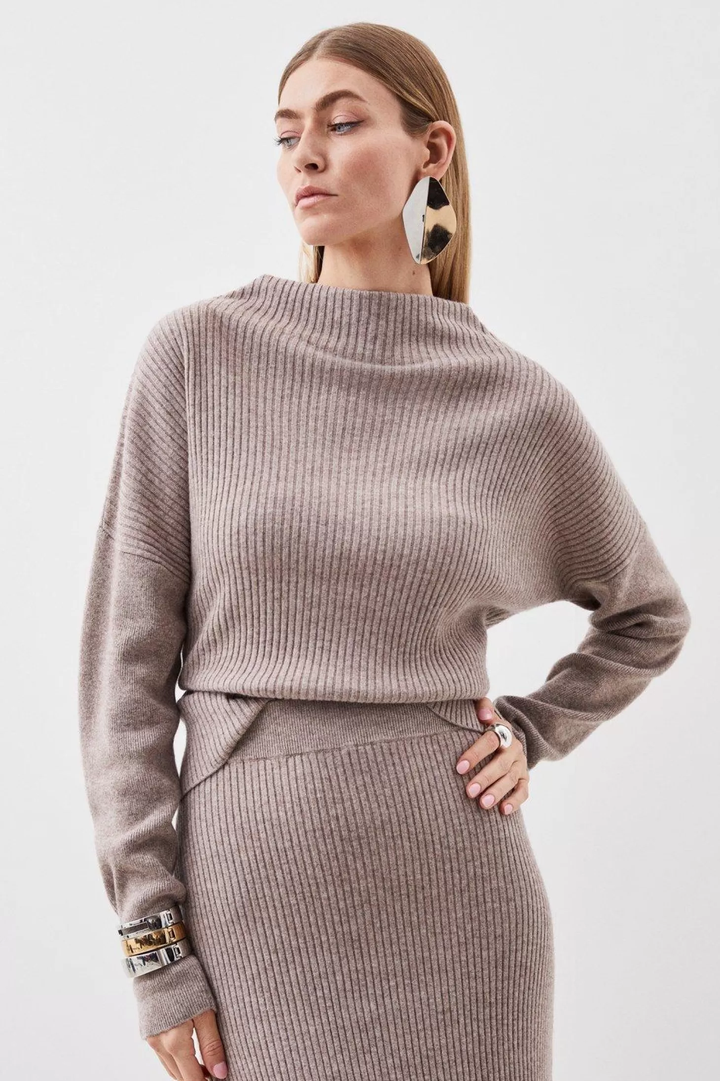 Karen Millen Cashmere Wool Knit Top Co-ord