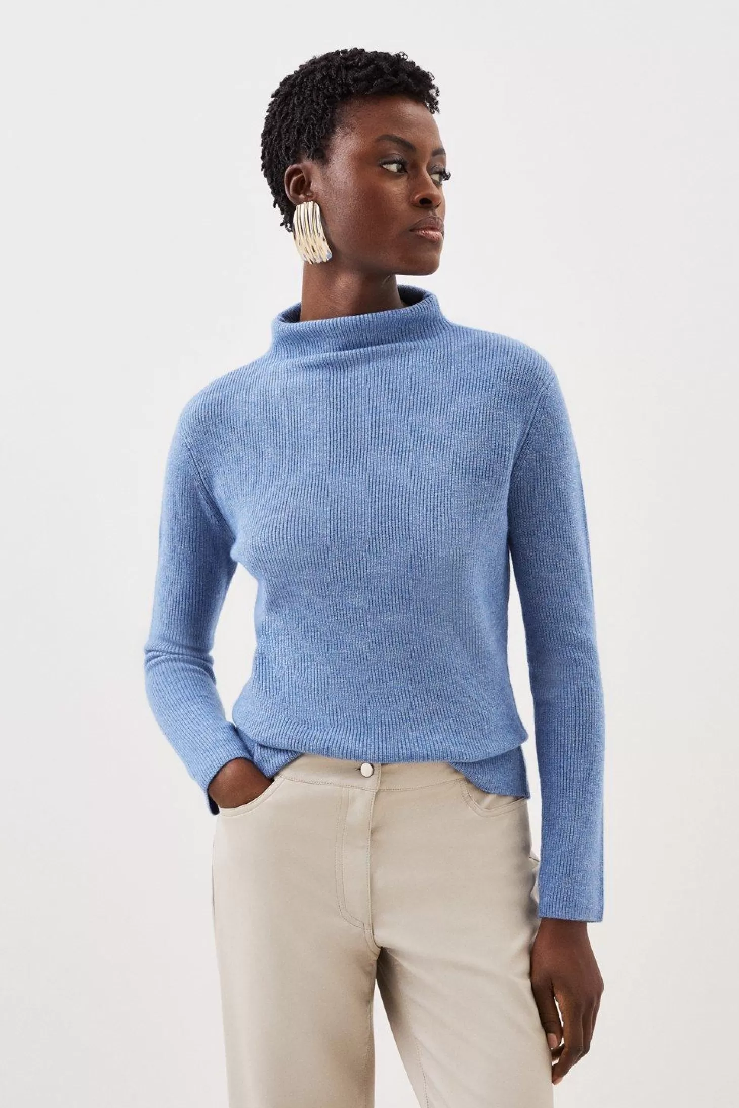 Karen Millen Cashmere Wool Knit Turtleneck Top