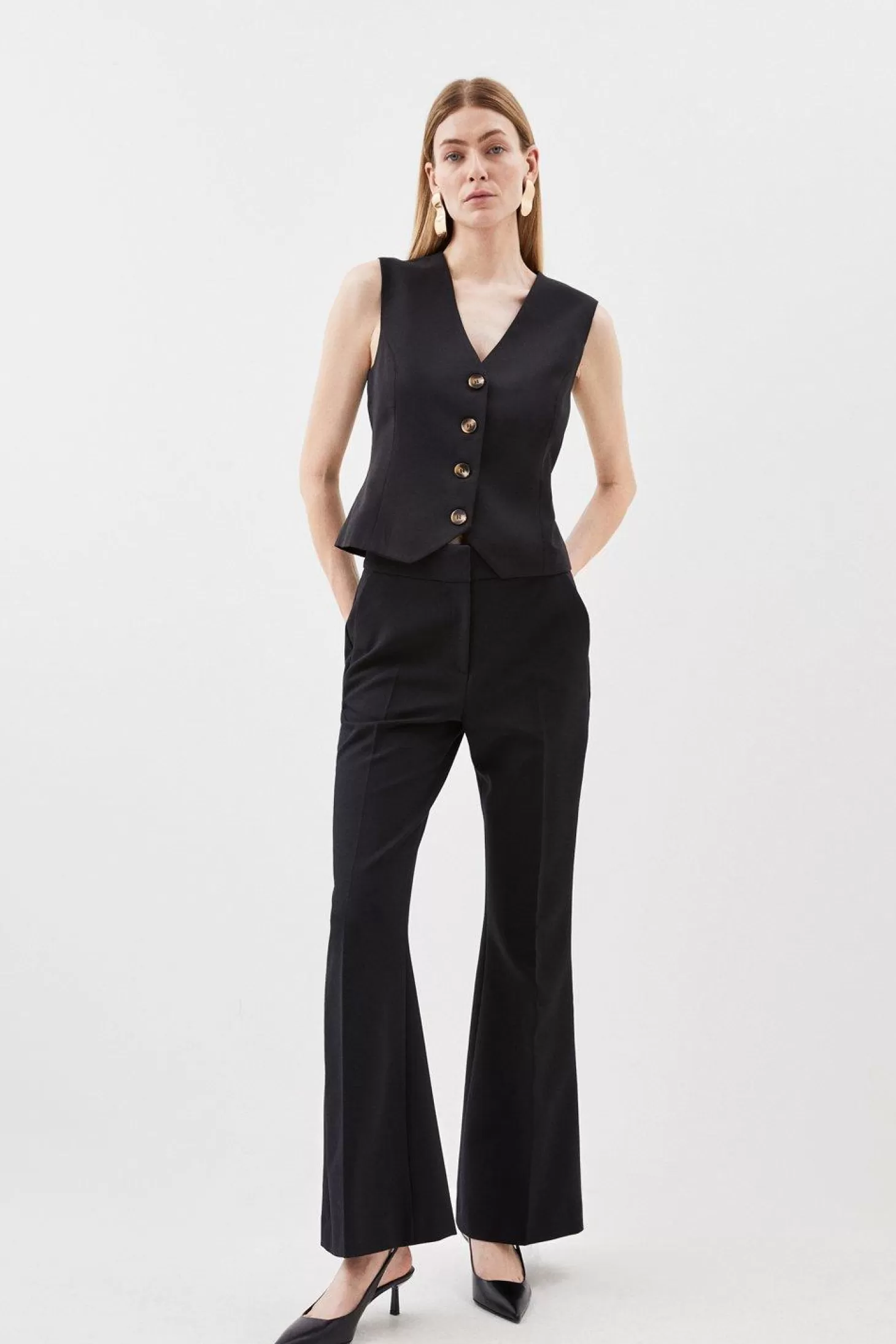 Karen Millen Clean Tailored High Waist Wide Leg Pants