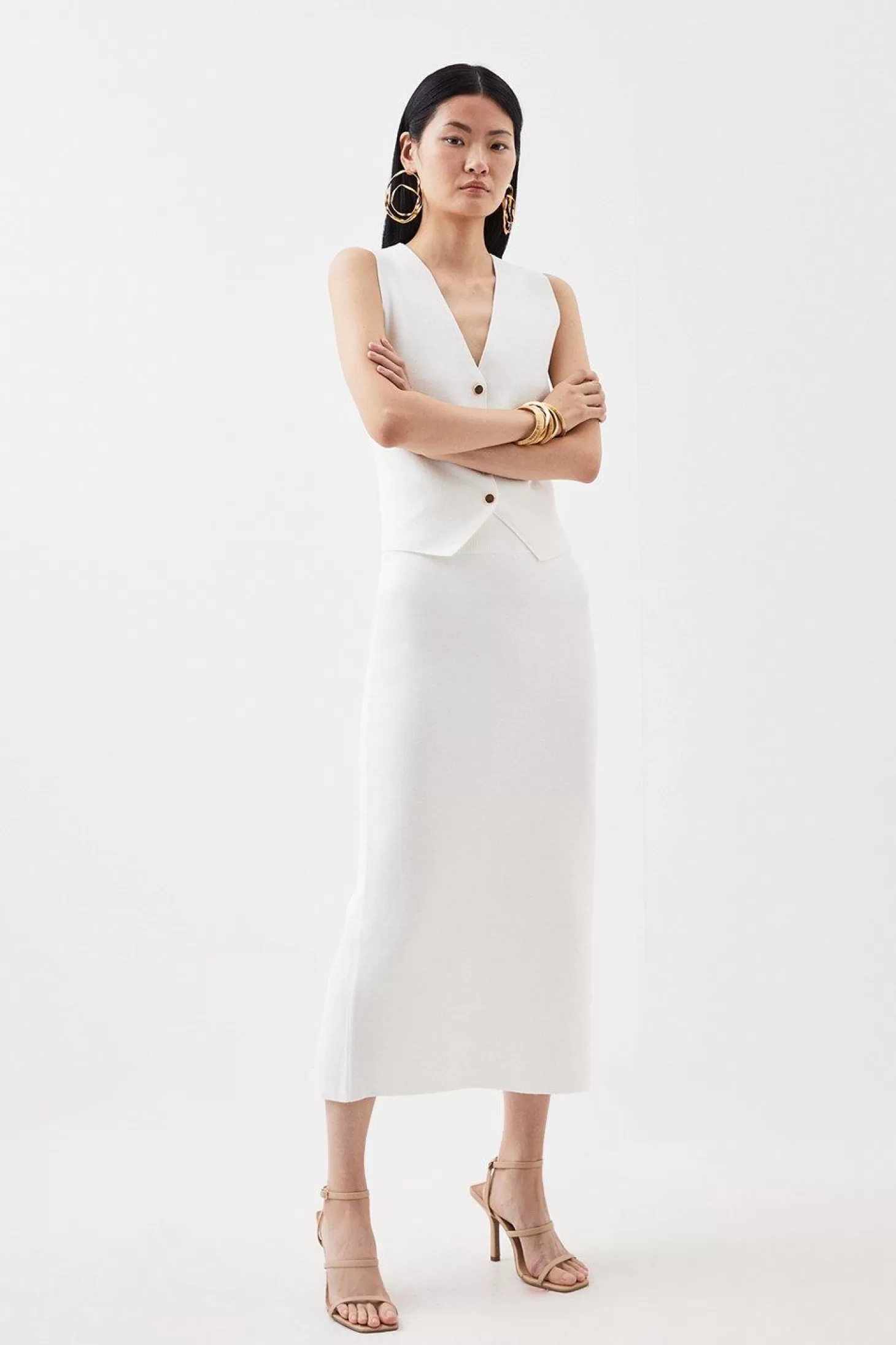 Karen Millen Compact Knit Wool Look Skirt