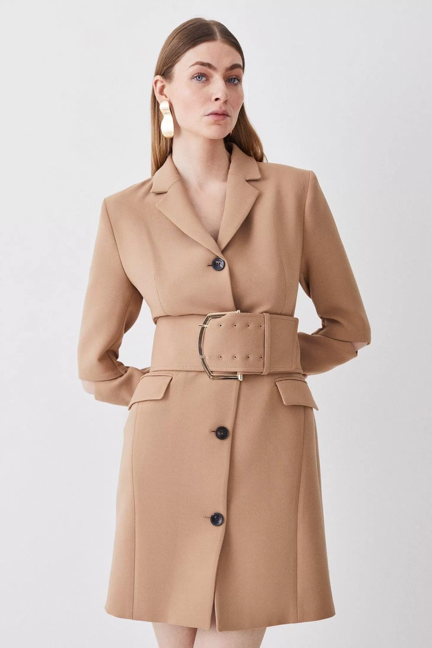 Karen Millen Compact Stretch Belted Aline Blazer Dress