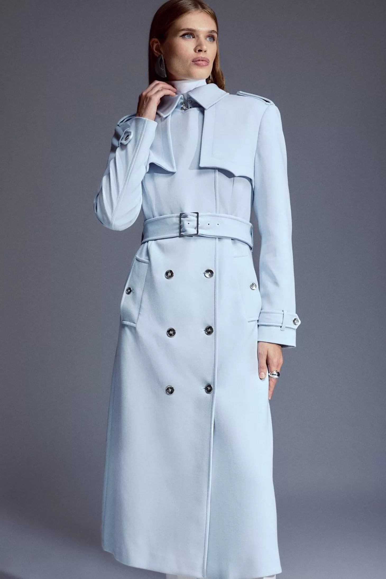 Karen Millen Compact Stretch Belted Trench Coat