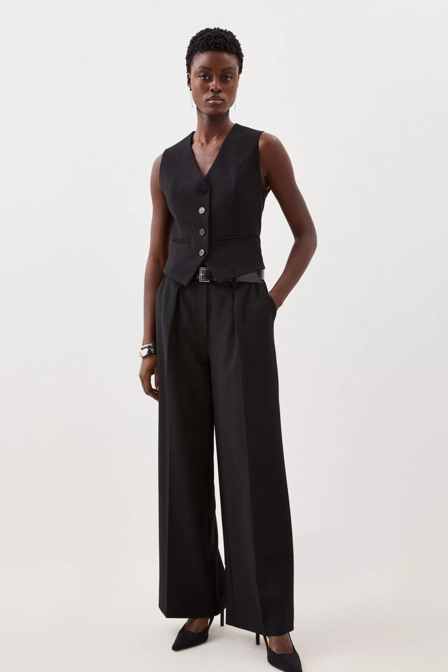 Karen Millen Compact Stretch Darted Wide Leg Pants