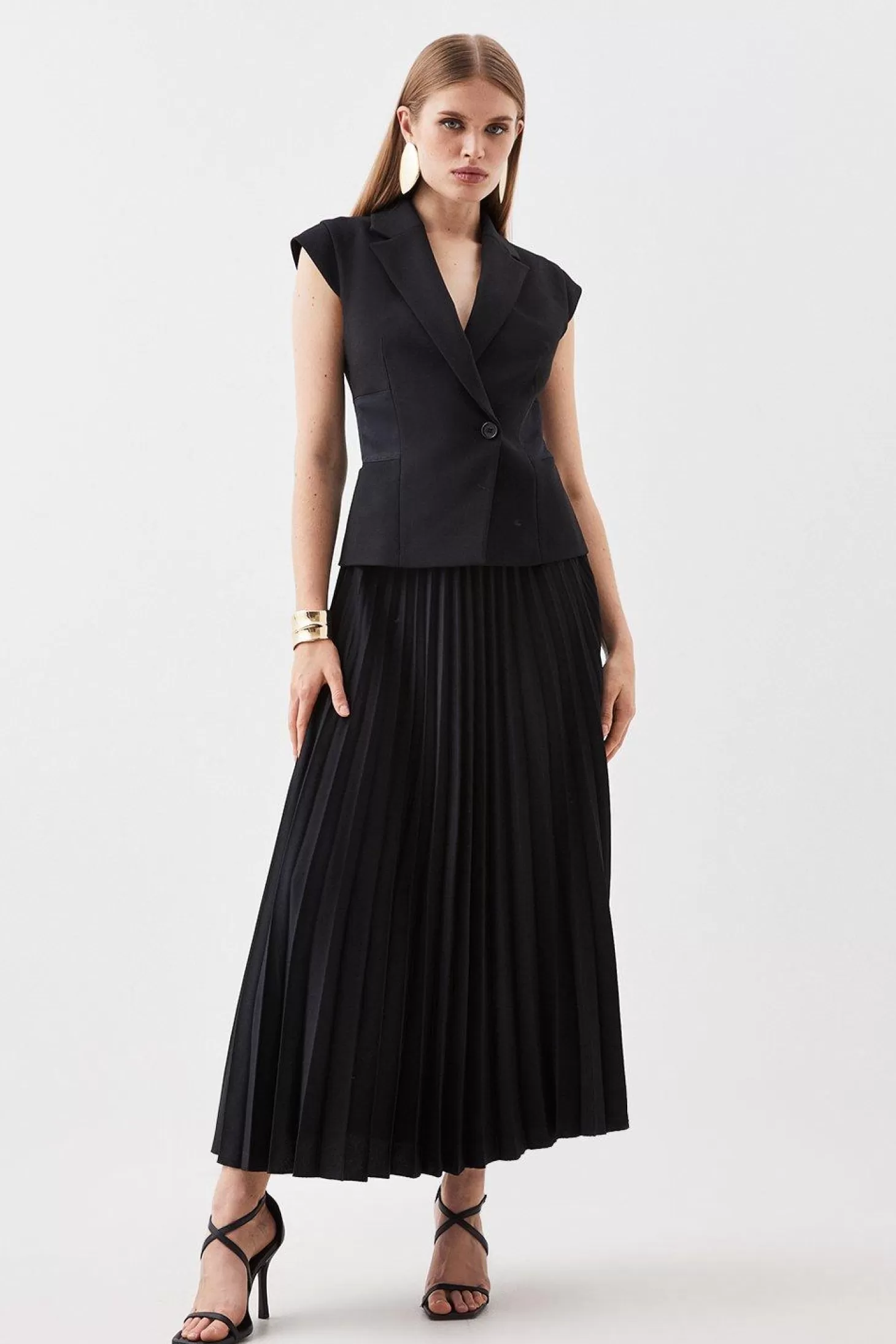 Karen Millen Compact Stretch Insert Panel Soft Skirt Tailored Midi Dress
