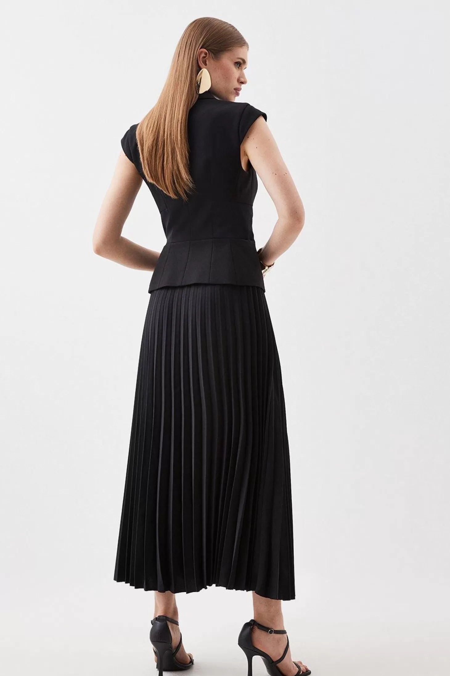 Karen Millen Compact Stretch Insert Panel Soft Skirt Tailored Midi Dress