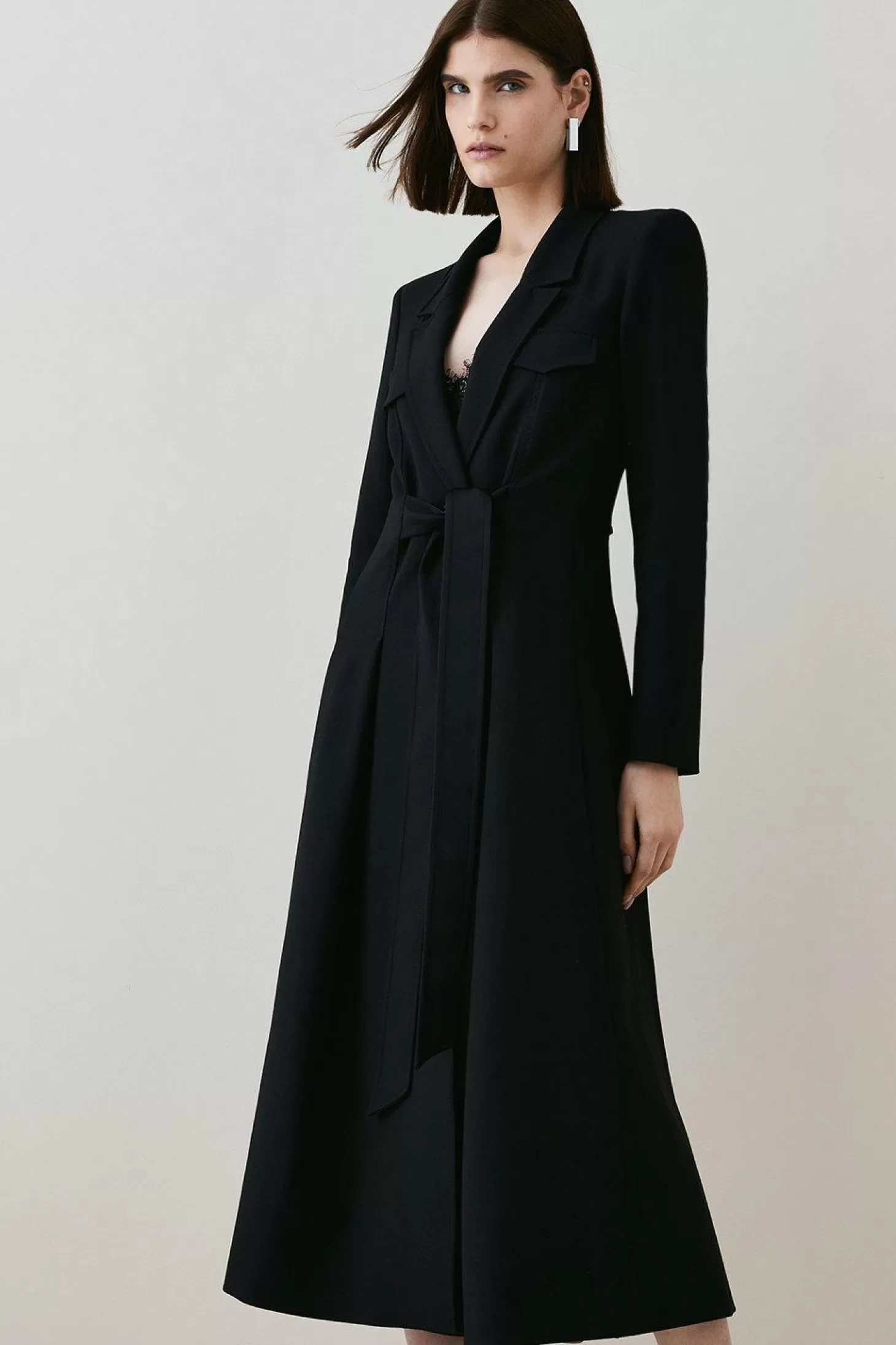 Karen Millen Compact Stretch Longline Evening Coat