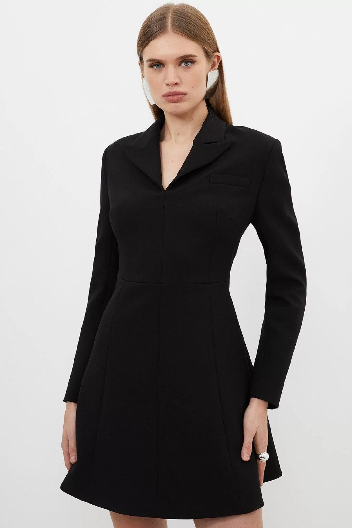 Karen Millen Compact Stretch Tailored Full Skirt Mini Blazer Dress