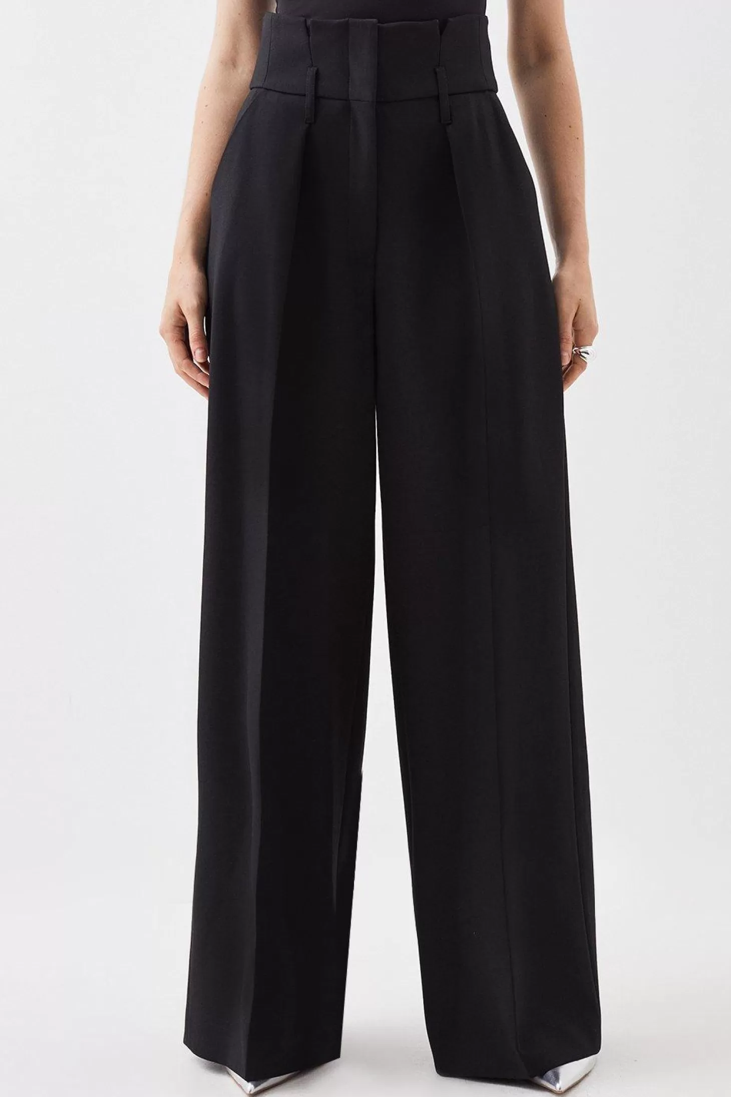 Karen Millen Compact Stretch Tailored High Waist Wide Leg