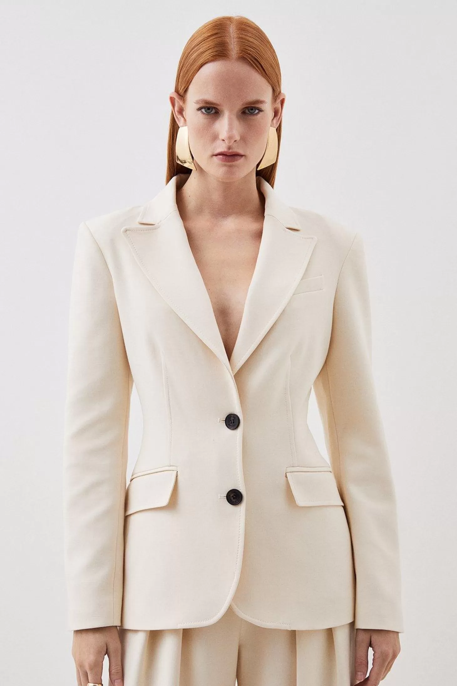 Karen Millen Compact Stretch Tailored Long Line Blazer