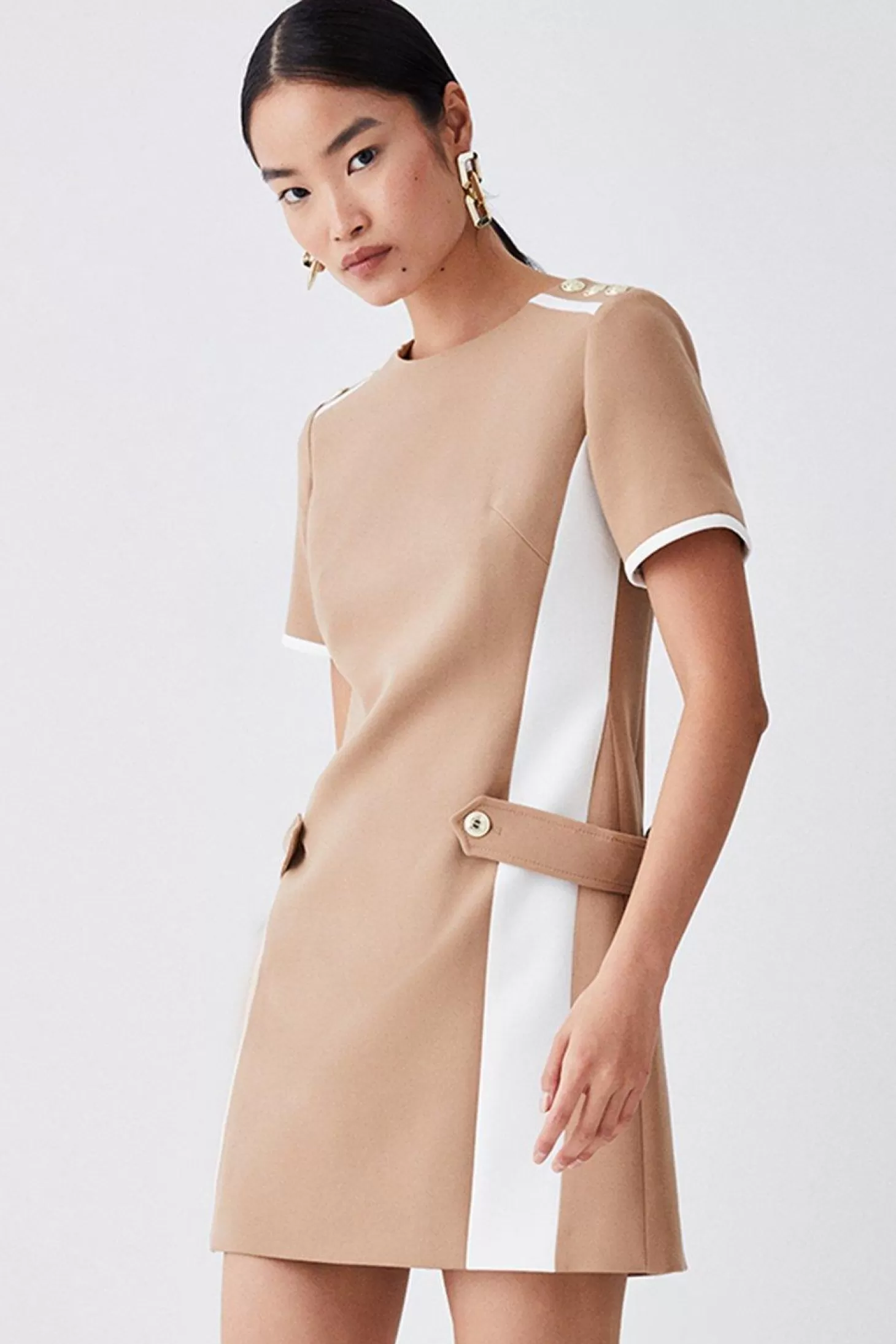 Karen Millen Compact Stretch Tipped A Line Mini Dress