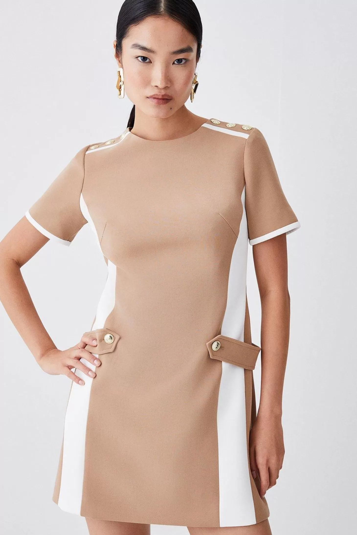 Karen Millen Compact Stretch Tipped A Line Mini Dress