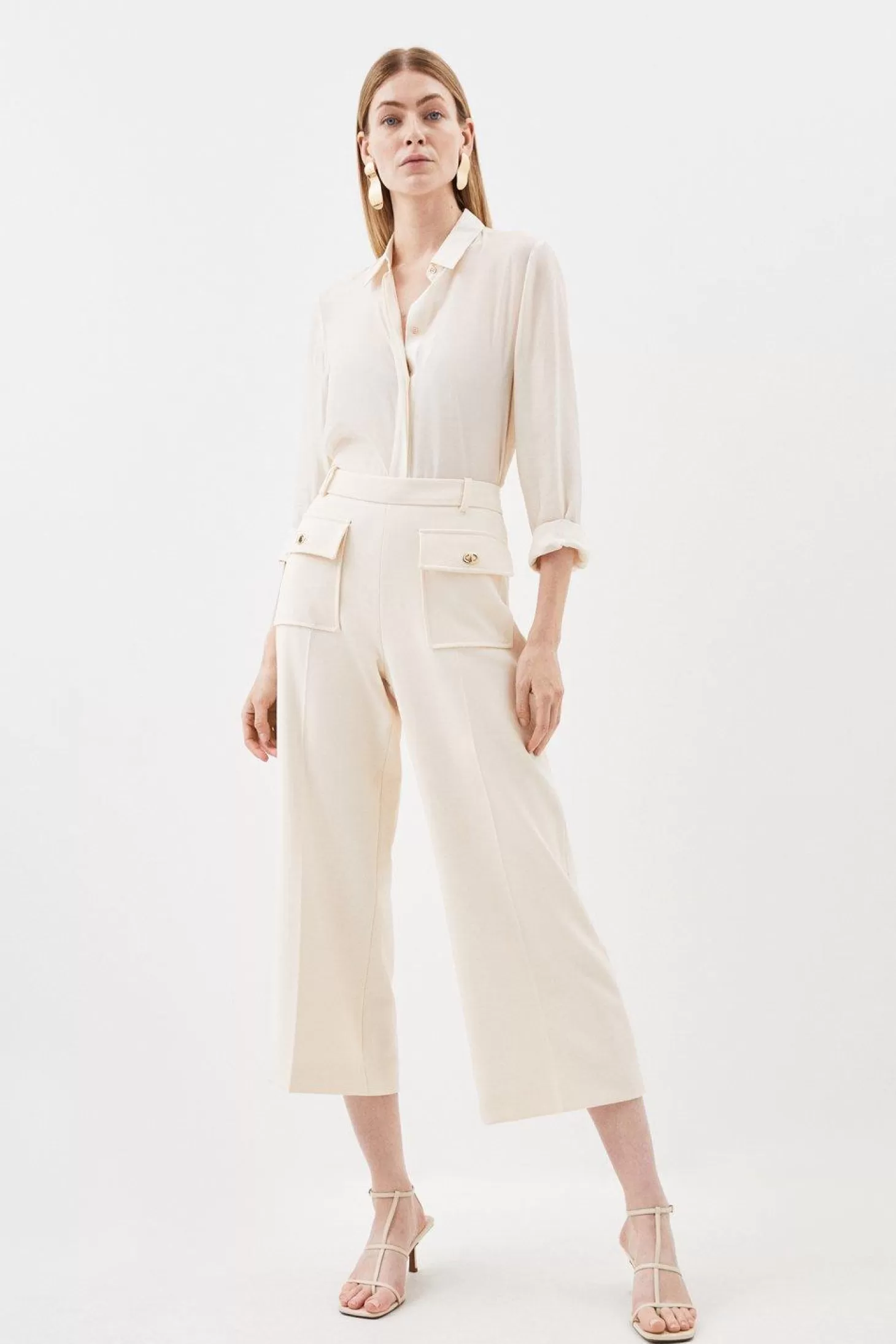 Karen Millen Compact Stretch Turn Lock Crop Pants