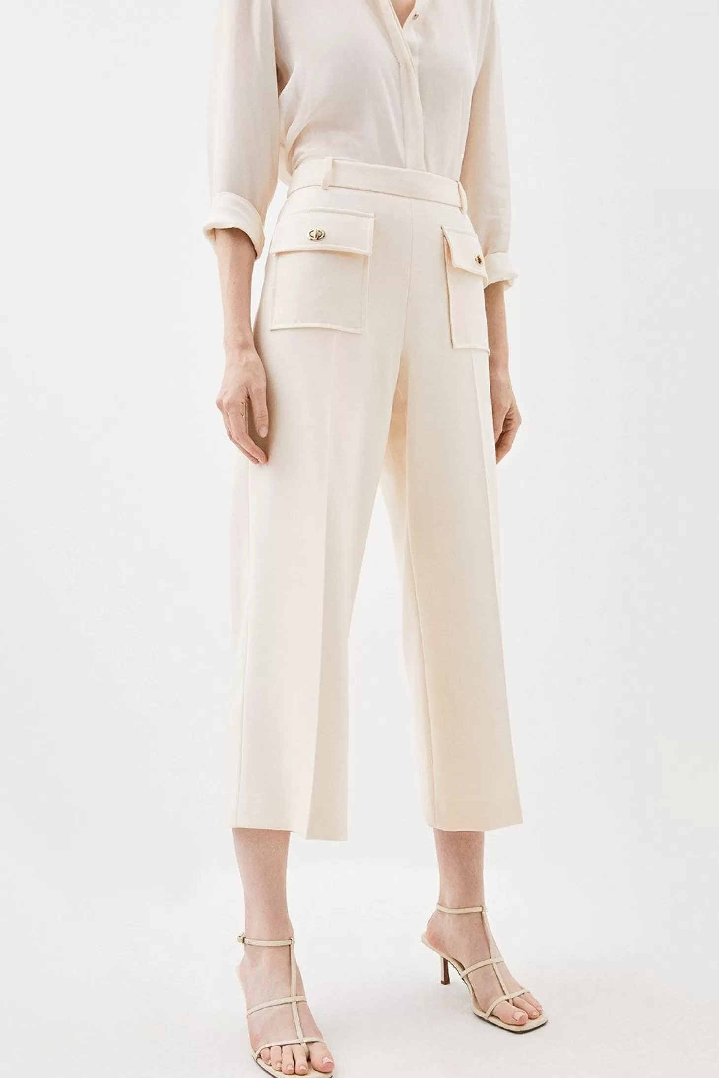 Karen Millen Compact Stretch Turn Lock Crop Pants