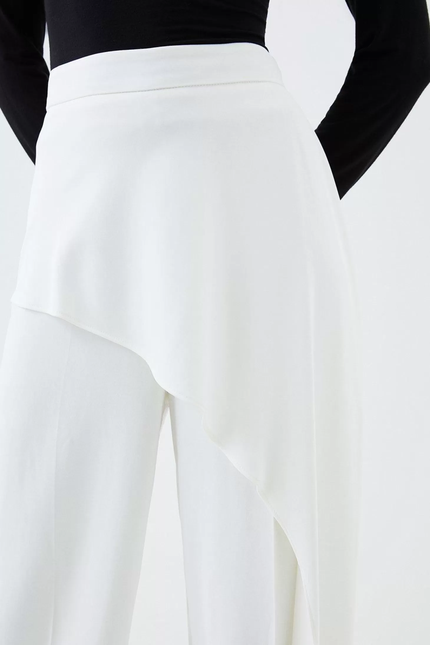 Karen Millen Compact Stretch Viscose Drape Wide Leg Pants