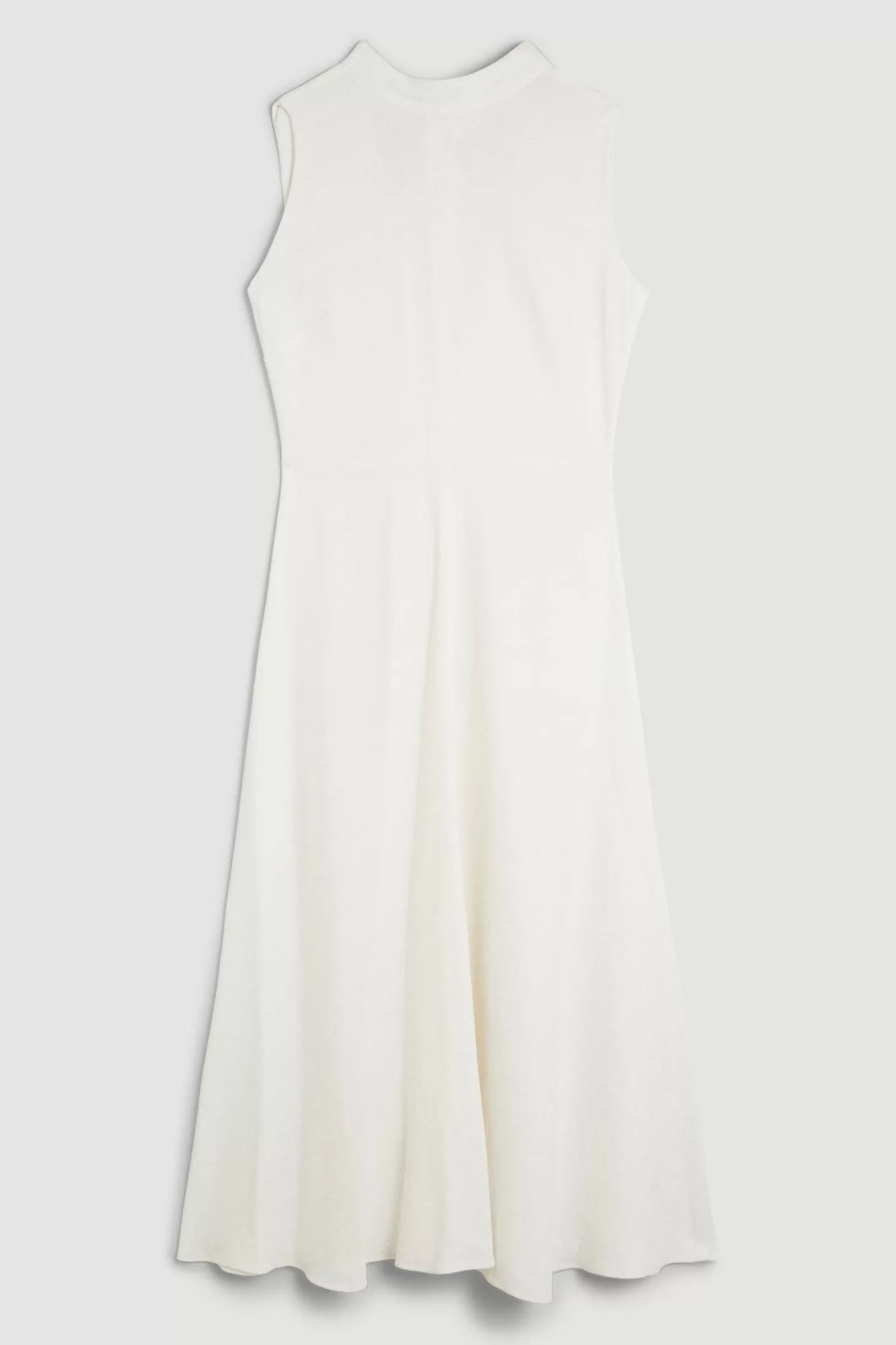 Karen Millen Compact Stretch Viscose Tailored High Neck Tie Detail Midi Dress