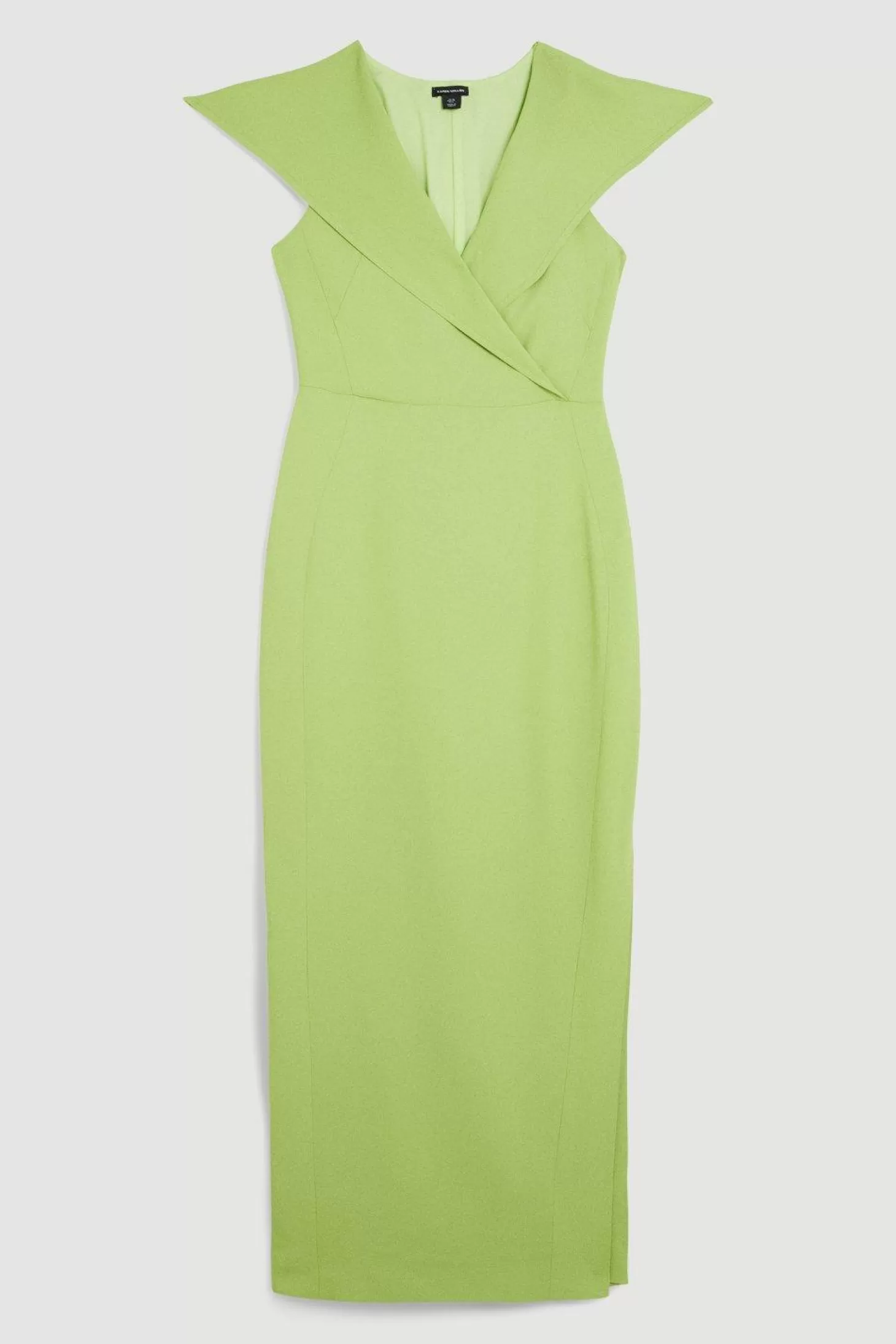 Karen Millen Compact Stretch Viscose Tailored Hooded Wrap Detail Midaxi Dress