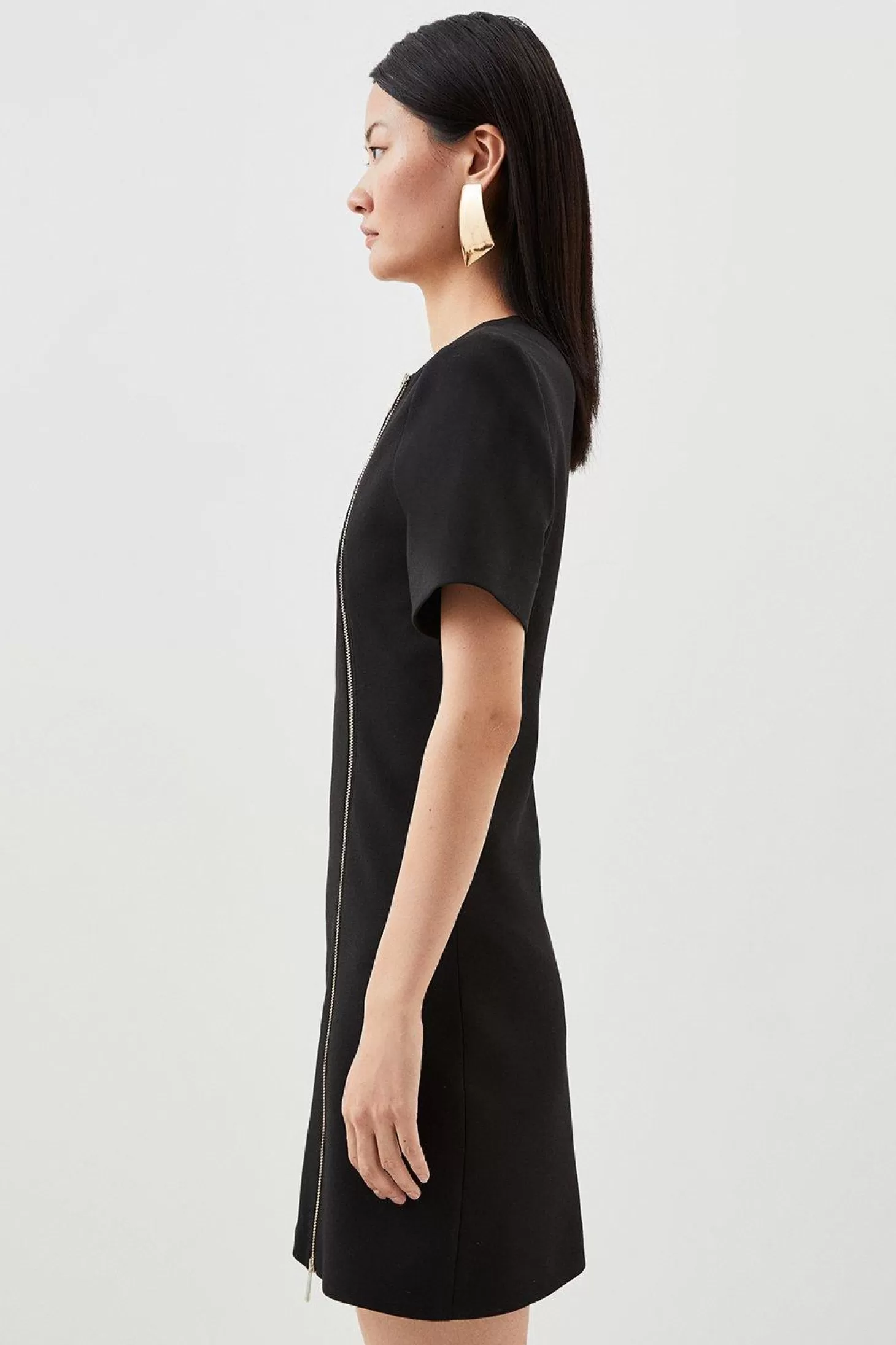 Karen Millen Compact Stretch Zip Detail Tailored Mini Dress