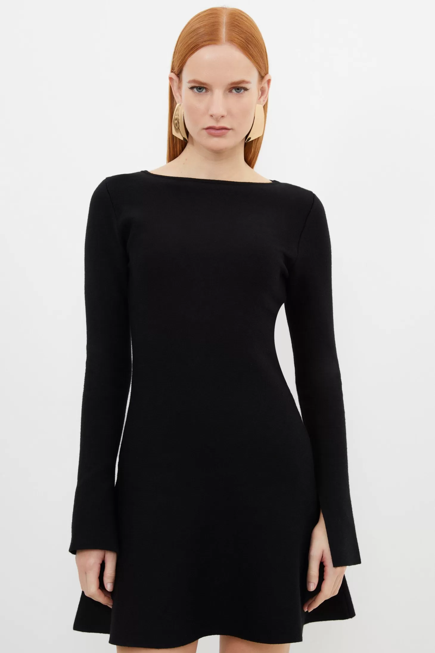 Karen Millen Compact Wool Look Knit Flippy Mini Dress