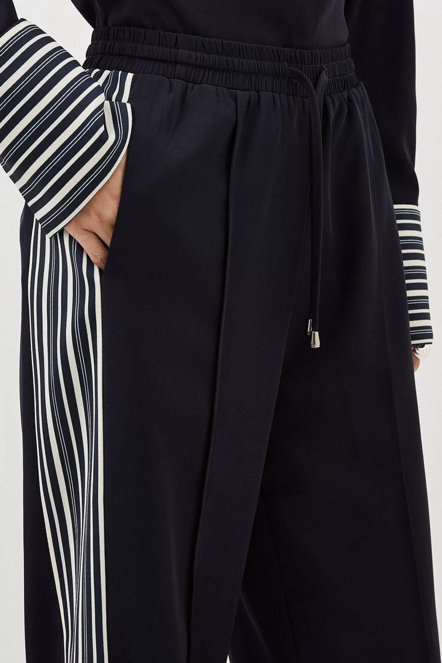 Karen Millen Contrast Twill Woven Wide Leg Pants