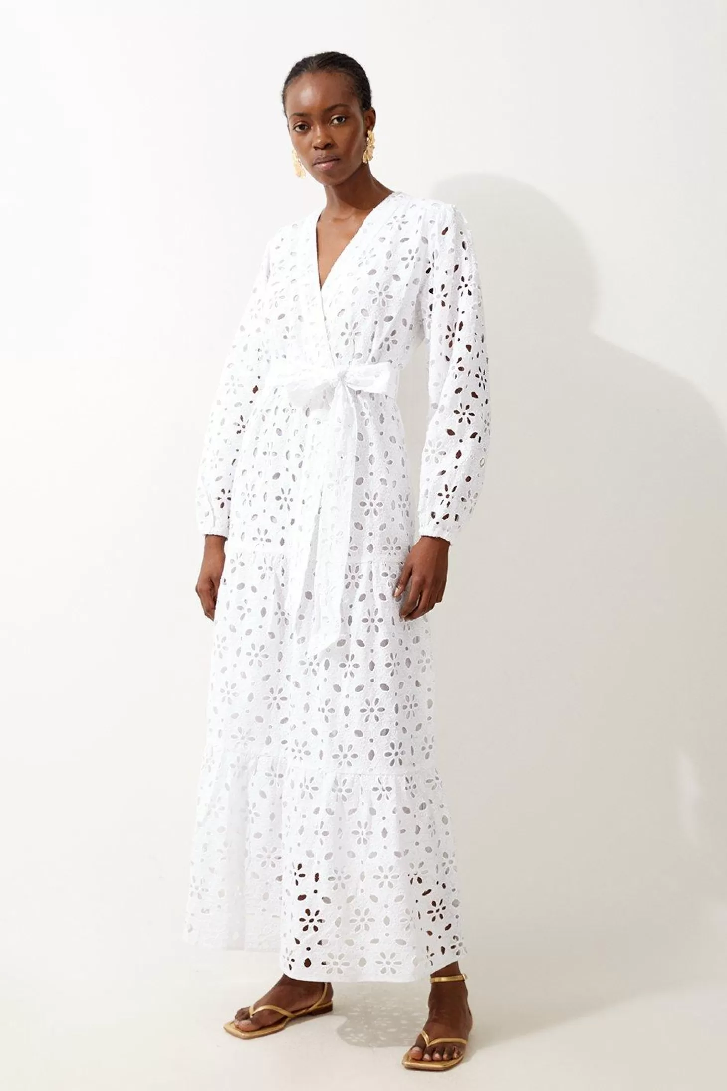 Karen Millen Cotton Broderie Woven Maxi Dress