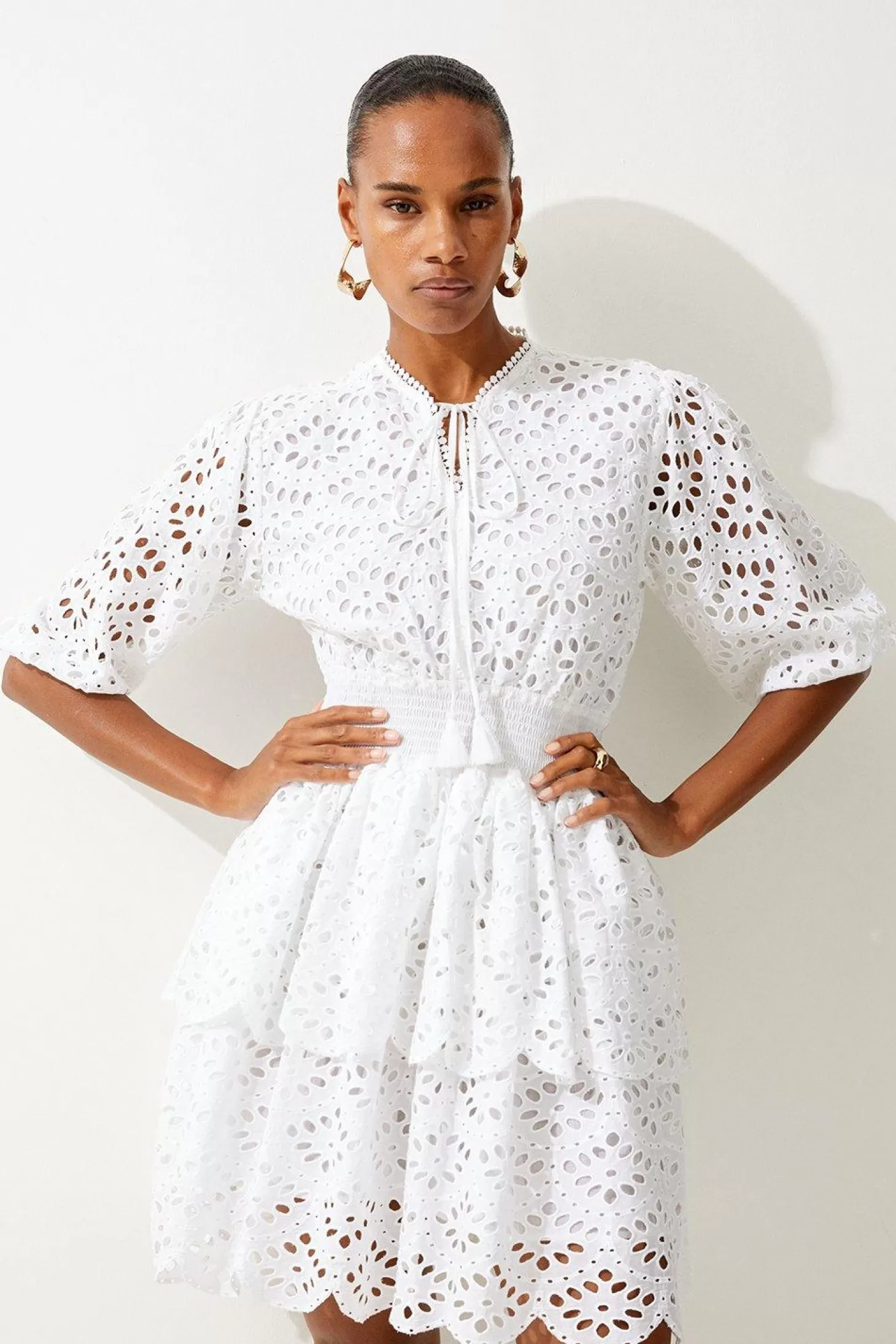 Karen Millen Cotton Eyelet Beach Mini Dress