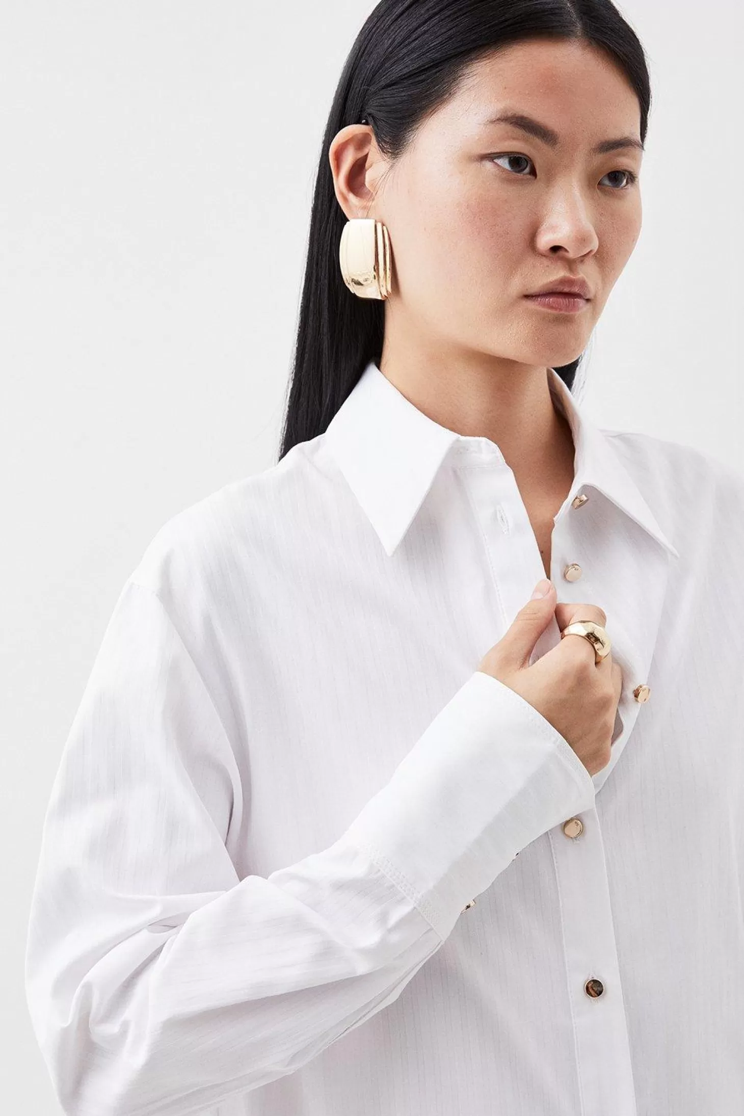 Karen Millen Cotton Poplin Boyfriend Woven Shirt