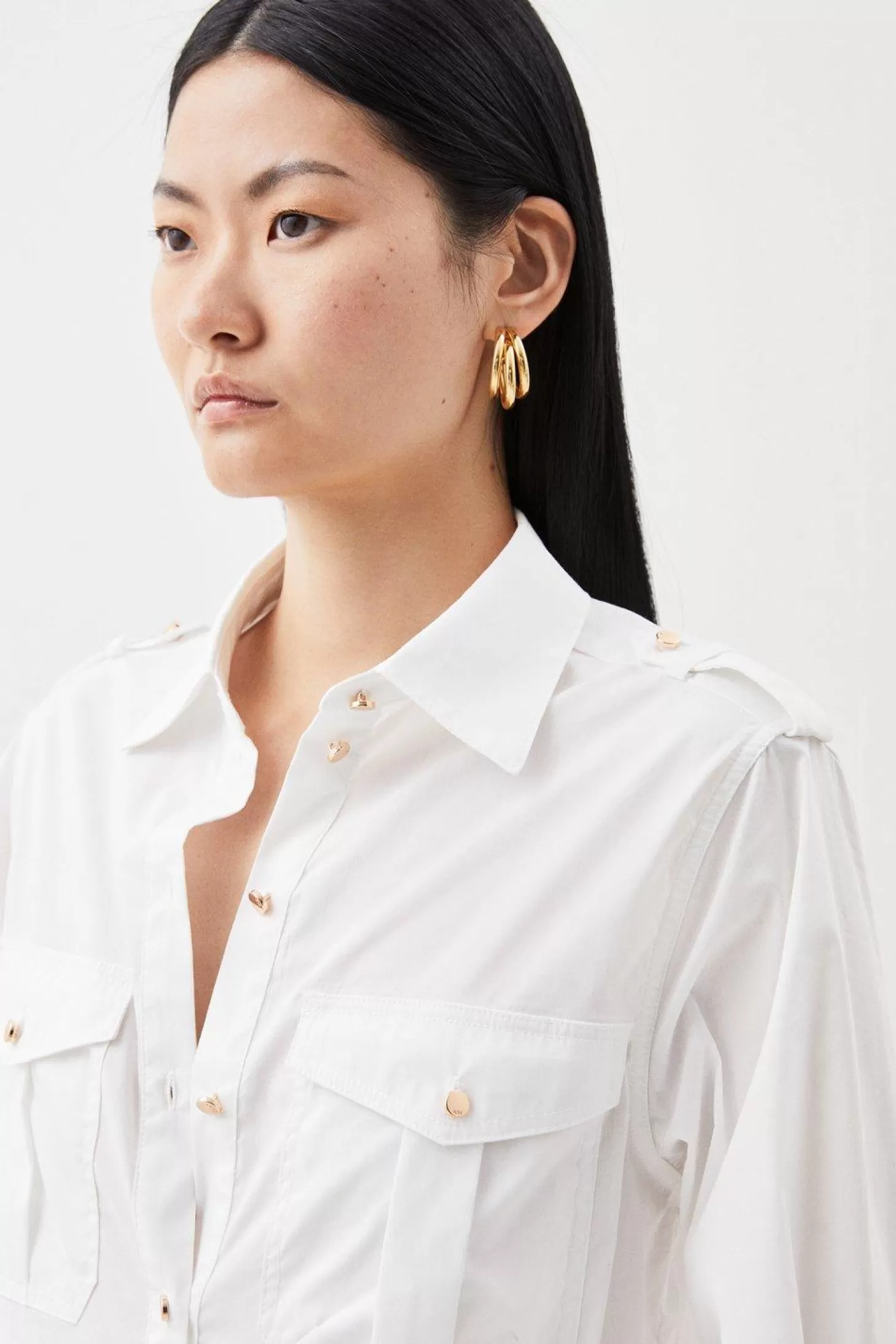 Karen Millen Cotton Poplin Utility Shirt