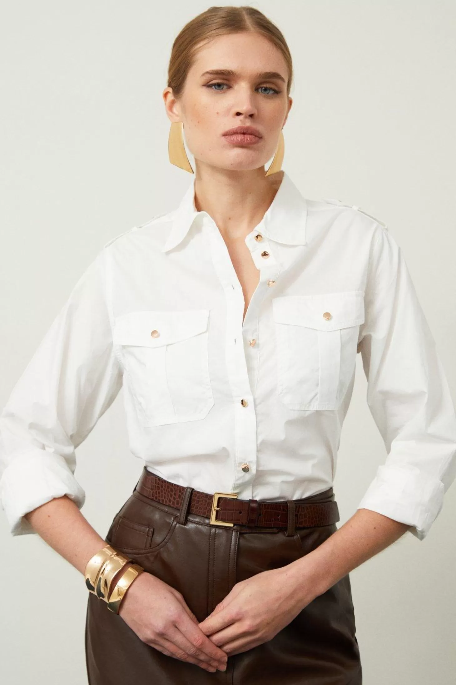 Karen Millen Cotton Poplin Woven Shirt