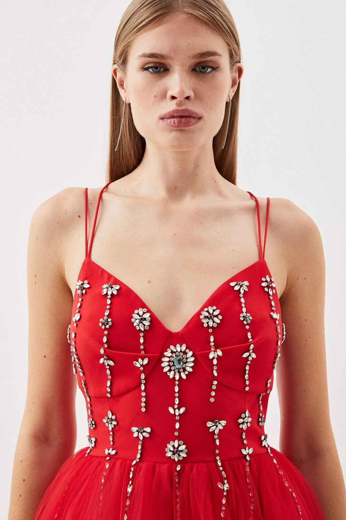 Karen Millen Crystal Embellished Tulle Midi Dress