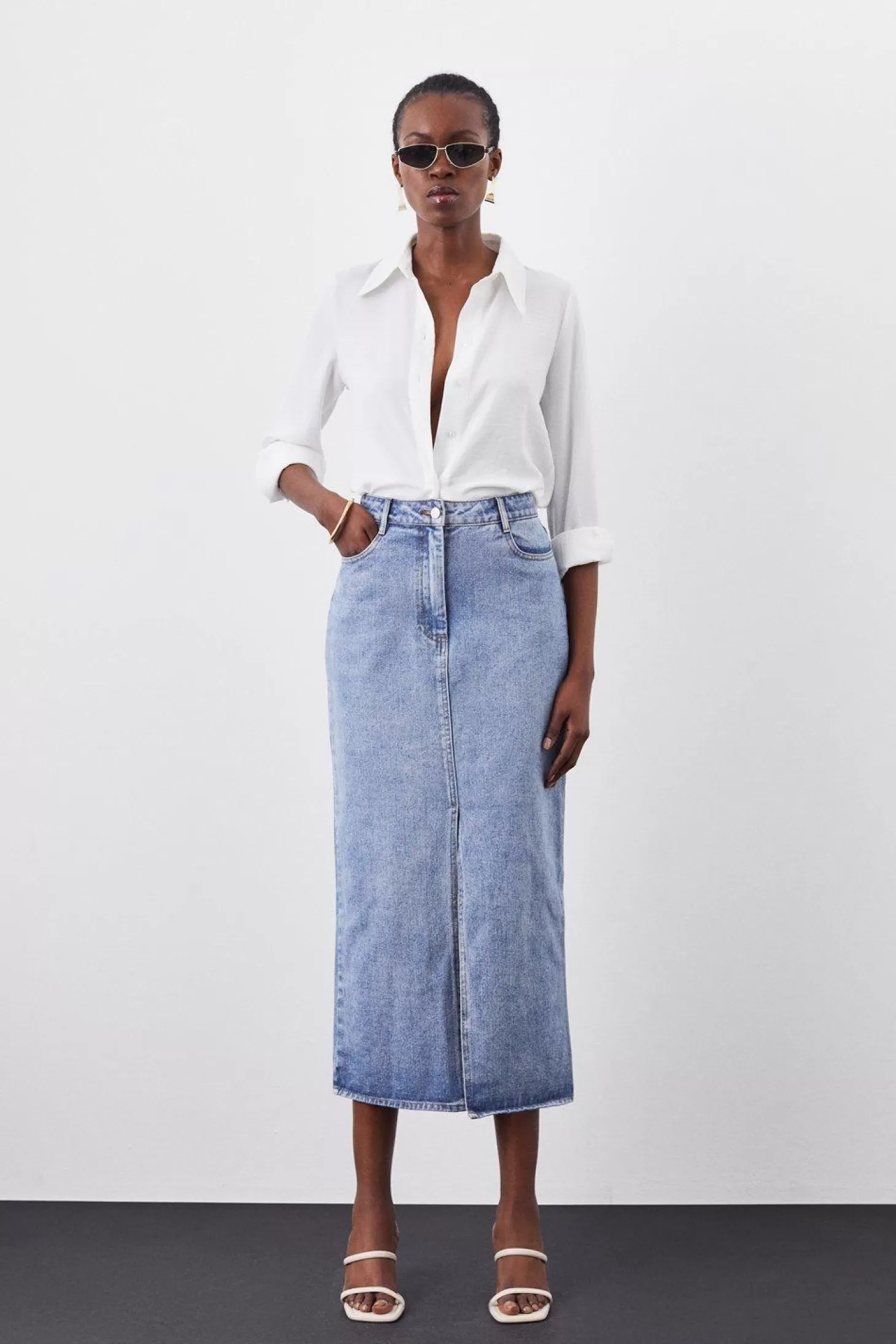 Karen Millen Denim Maxi Skirt