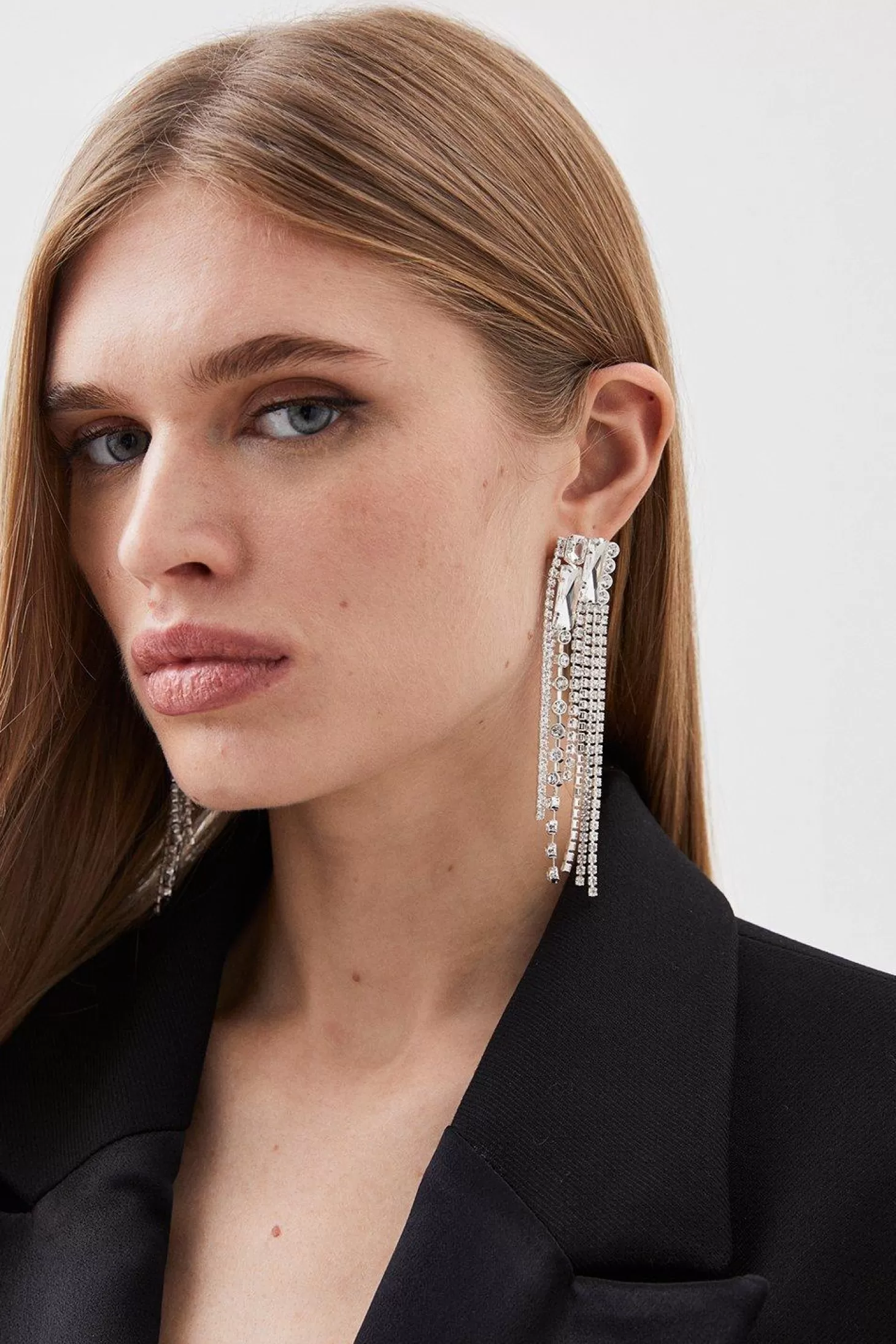 Karen Millen Diamante Drop Earrings