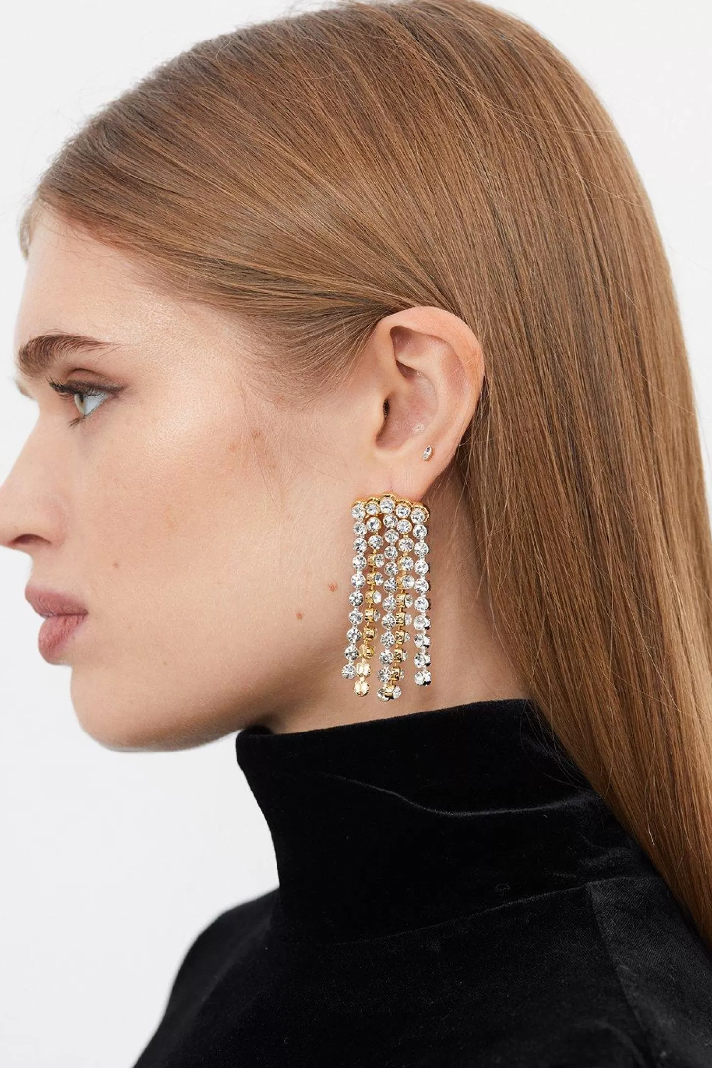 Karen Millen Diamante Drop Statement Earrings