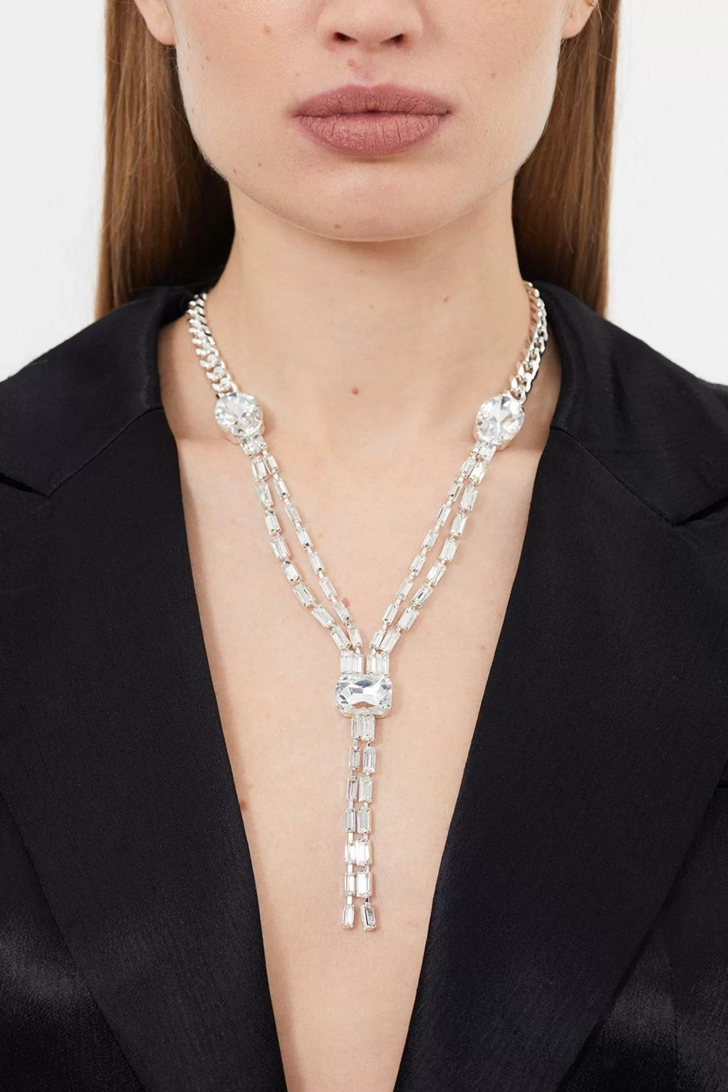 Karen Millen Diamante Drop Statement Necklace