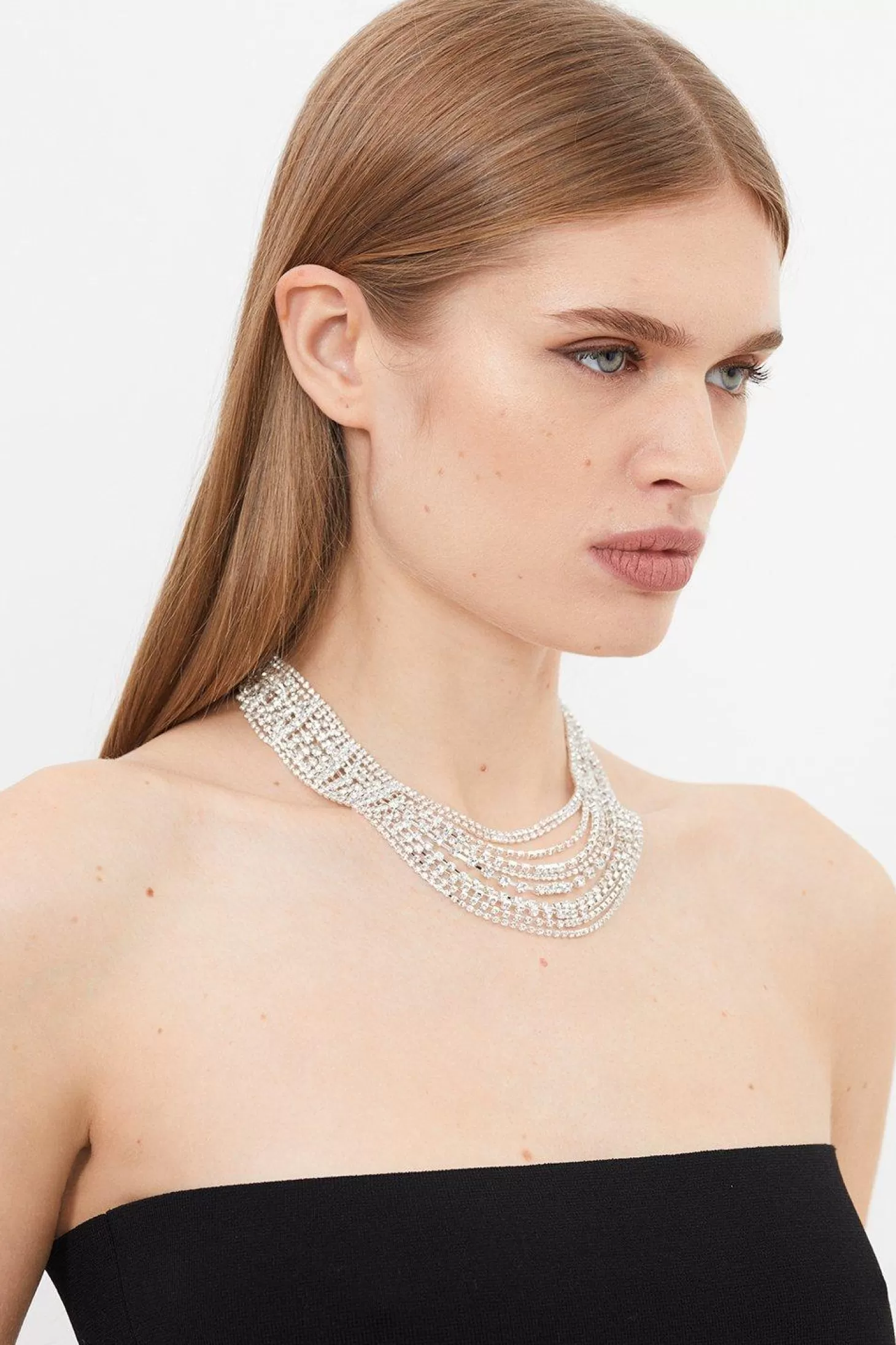 Karen Millen Diamante Layered Statement Necklace