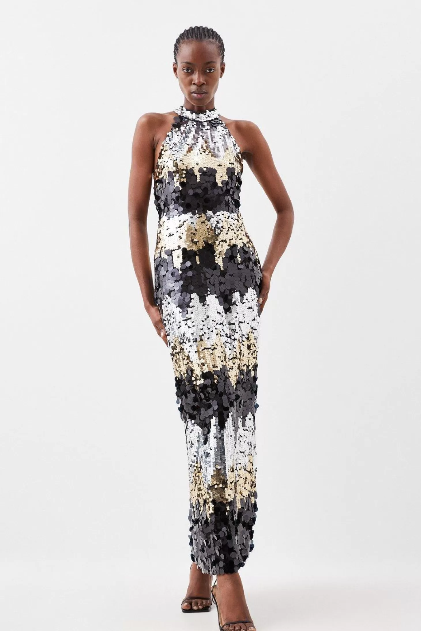 Karen Millen Disc Sequin Halter Neck Dress